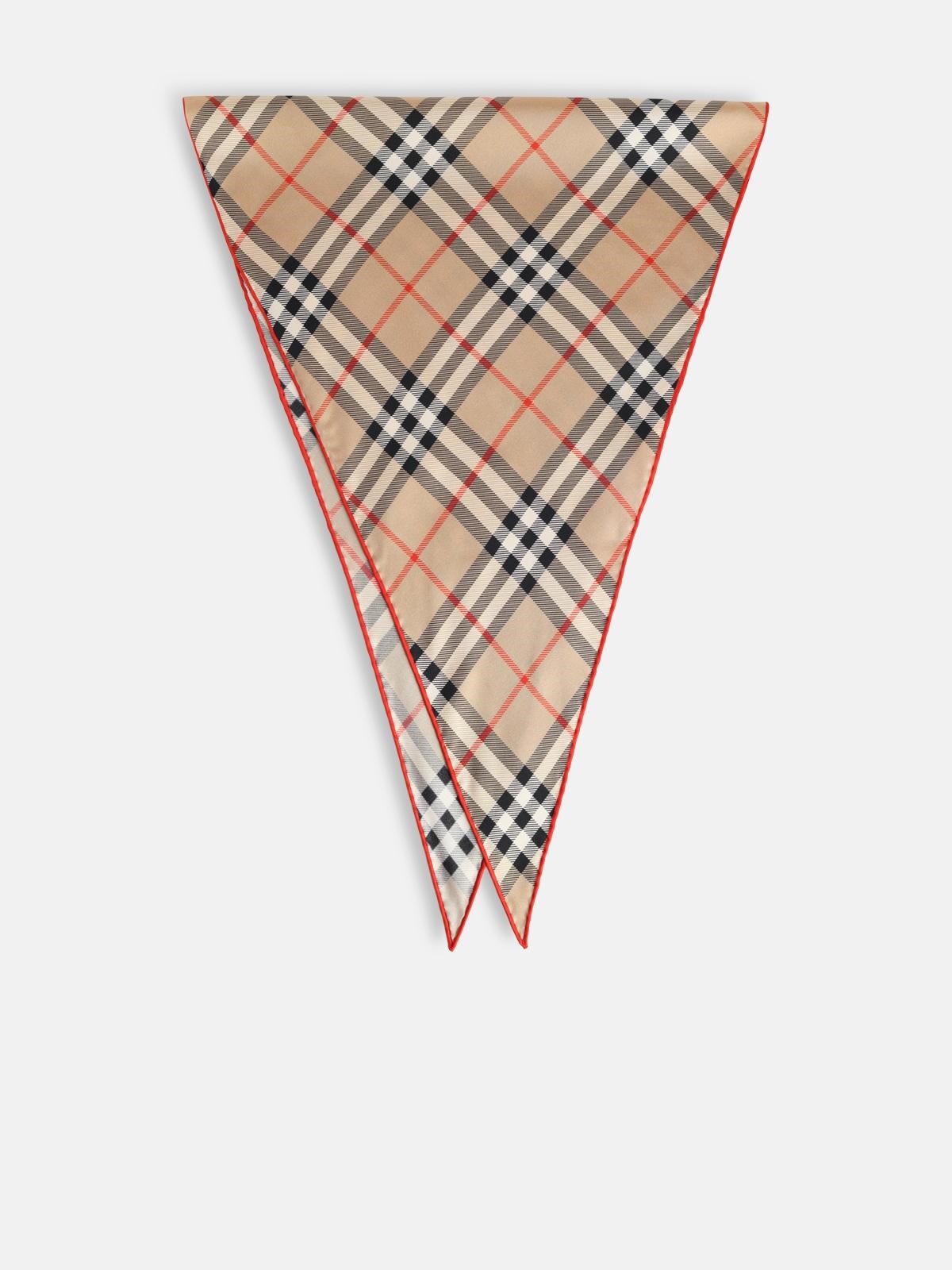 Burberry BURBERRY Sand Beige 'Check' Silk Scarf　BURBERRY サンドベージュ チェック シルク スカーフ