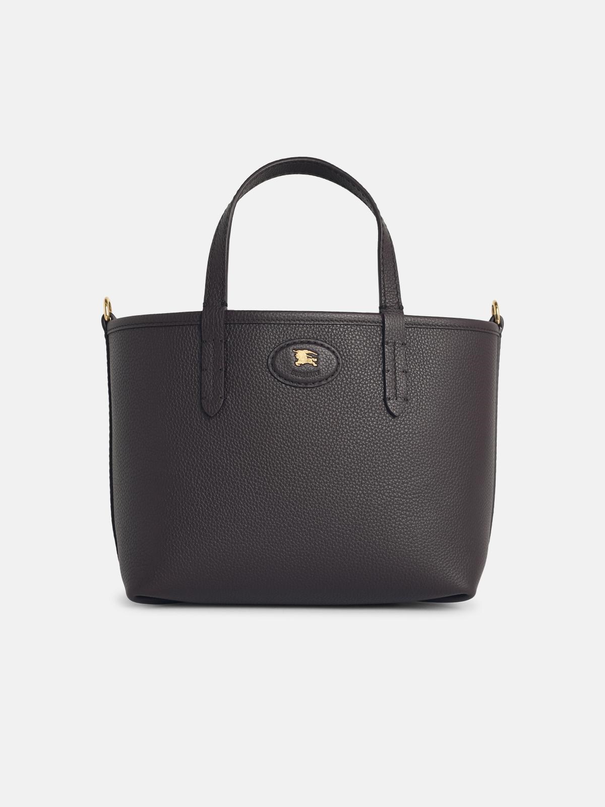BURBERRY 'Tote Bloomsbury' 'Peat' Mini Reversible Brown Leather Bag　バーバリー「トート ブルームズベリー」「ピート」ミニ リバーシブル ブラウン レザー バッグ BURBERRY