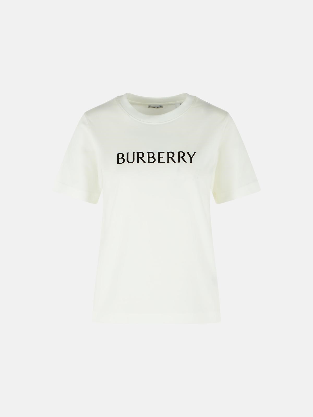 BURBERRY 'Frankie' White Cotton T-Shirt　バーバリー「フランキー」ホワイトコットンTシャツ BURBERRY