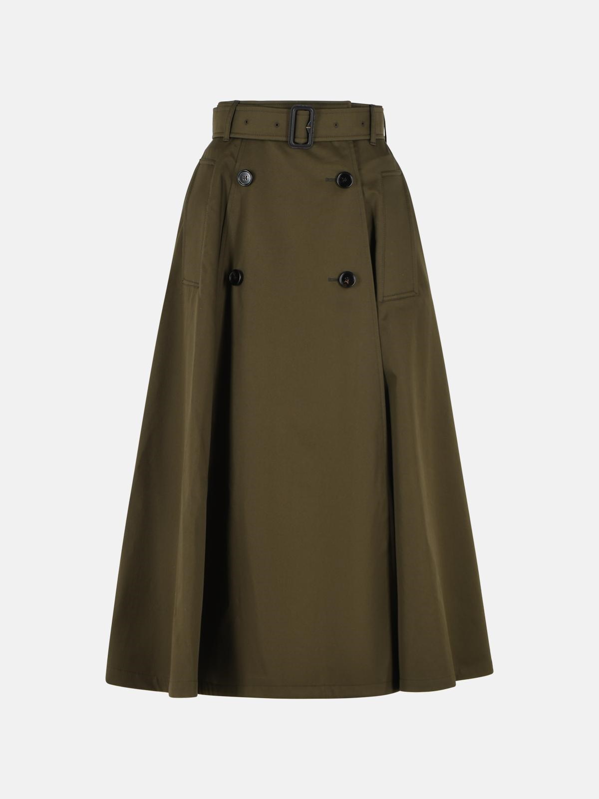 Burberry BURBERRY 'Brenda' Midi Trench Skirt In Green Cotton 'Juniper' Garbadin　BURBERRY 'Brenda' ミディ トレンチ スカート (グリーン コットン 'Junip