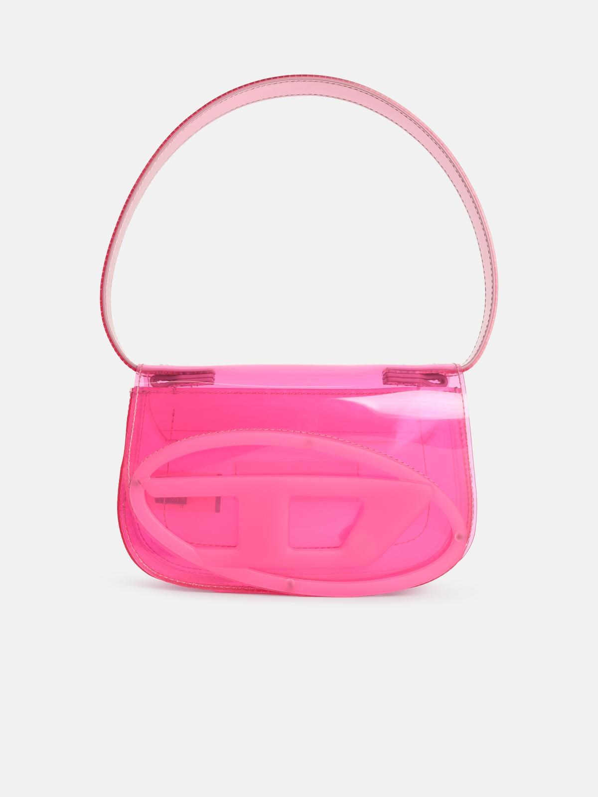DIESEL Iconic '1Dr Shoulder Bag In Fuchsia Transparent Tpu　DIESEL アイコニック '1Dr ショルダー バッグ (フクシア トランスペアレント TPU) DIESEL