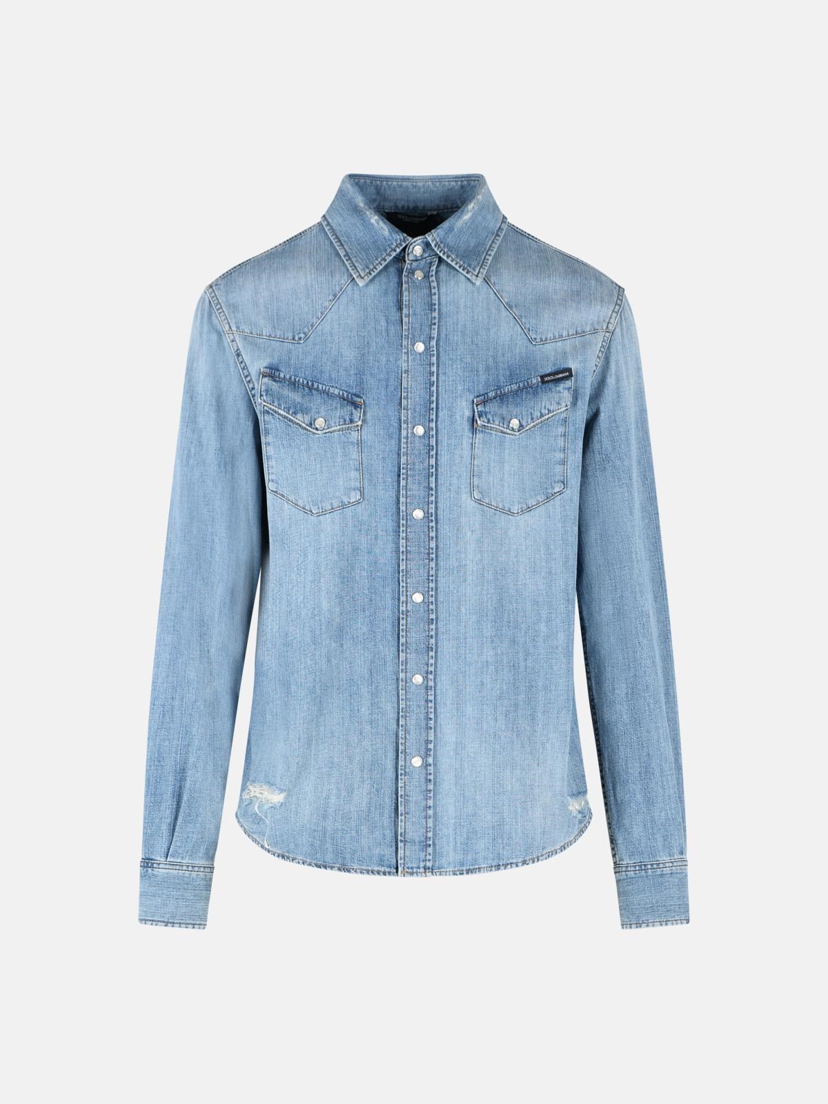DOLCE & GABBANA Blue Cotton Shirt