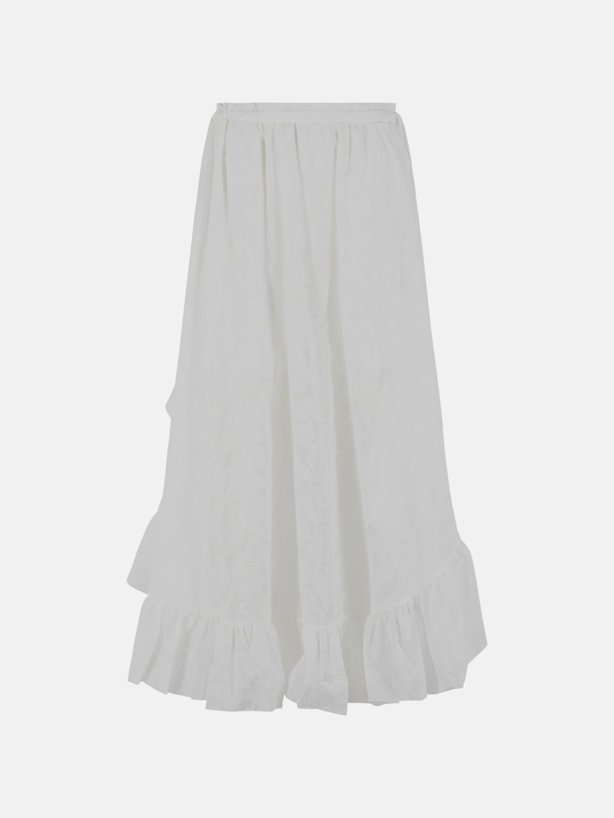 Zimmermann ZIMMERMANN 'Daylight' Long Skirt In White Cotton Blend　ZIMMERMANN 'Daylight' ロングスカート ホワイト コットン ブレンド