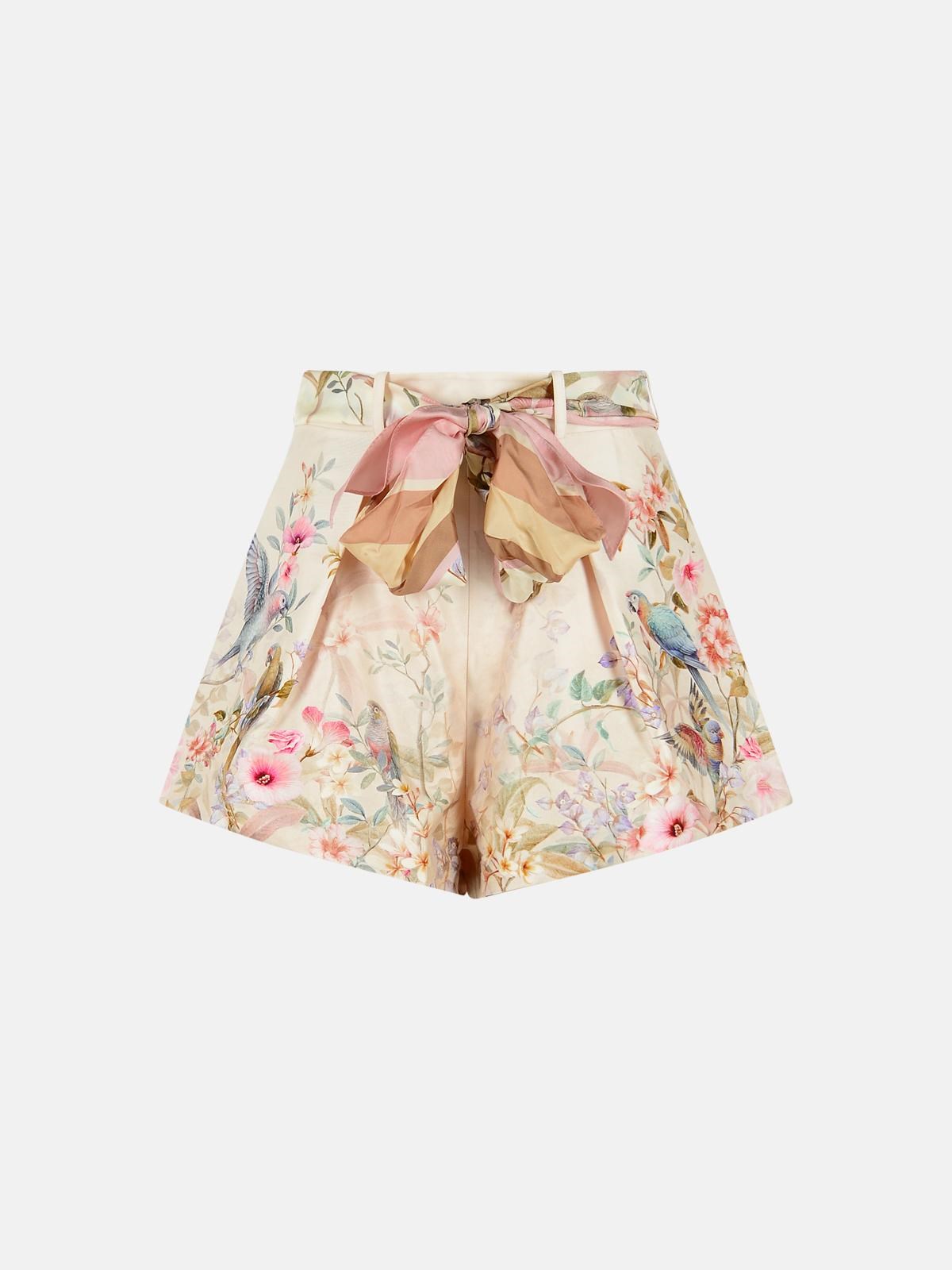 Zimmermann ZIMMERMANN 'Rebellion' Silk And Cream Cotton Shorts　ZIMMERMANN 「Rebellion」 シルクとクリームコットン ショーツ