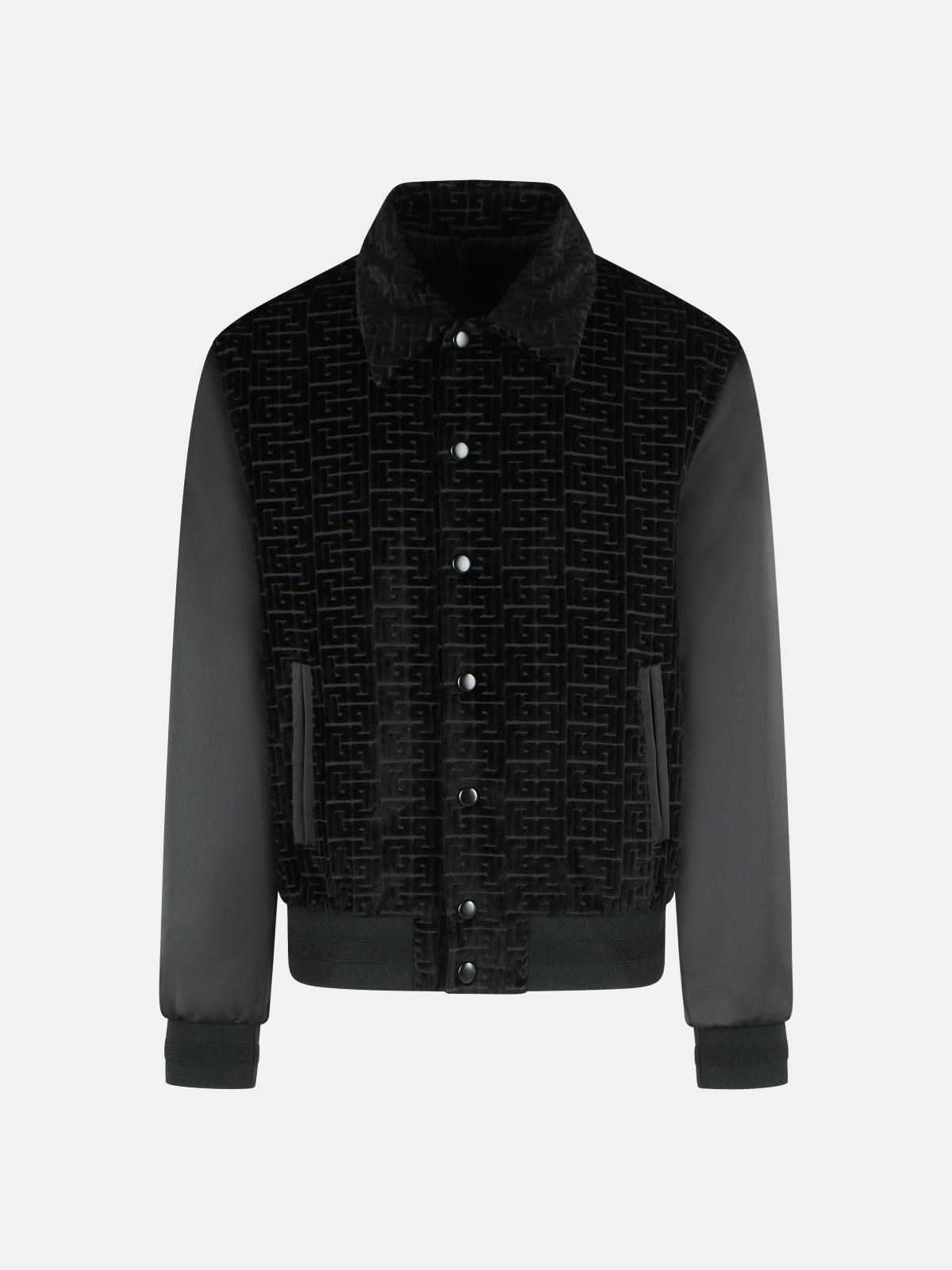 BALMAIN 'Monogram' Bomber Jacket In Cotton And Black Viscose