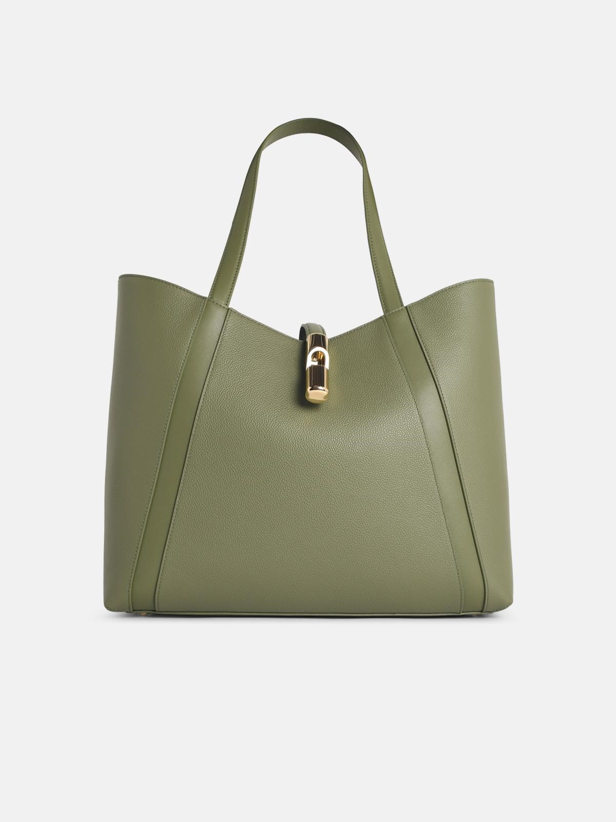 FURLA 'Shopping Goccia' Green Leather Bag