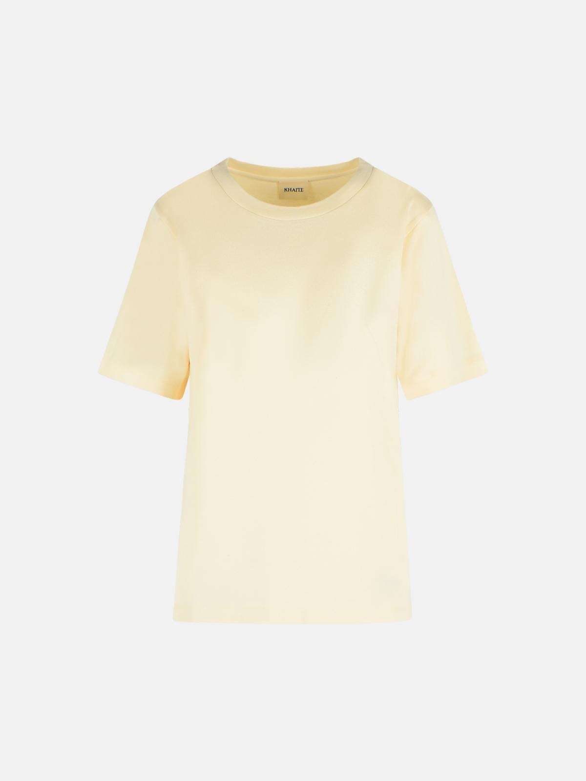 Khaite KHAITE 'Allen' Cream Silk T-Shirt　KHAITE 'Allen' クリーム シルク T シャツ
