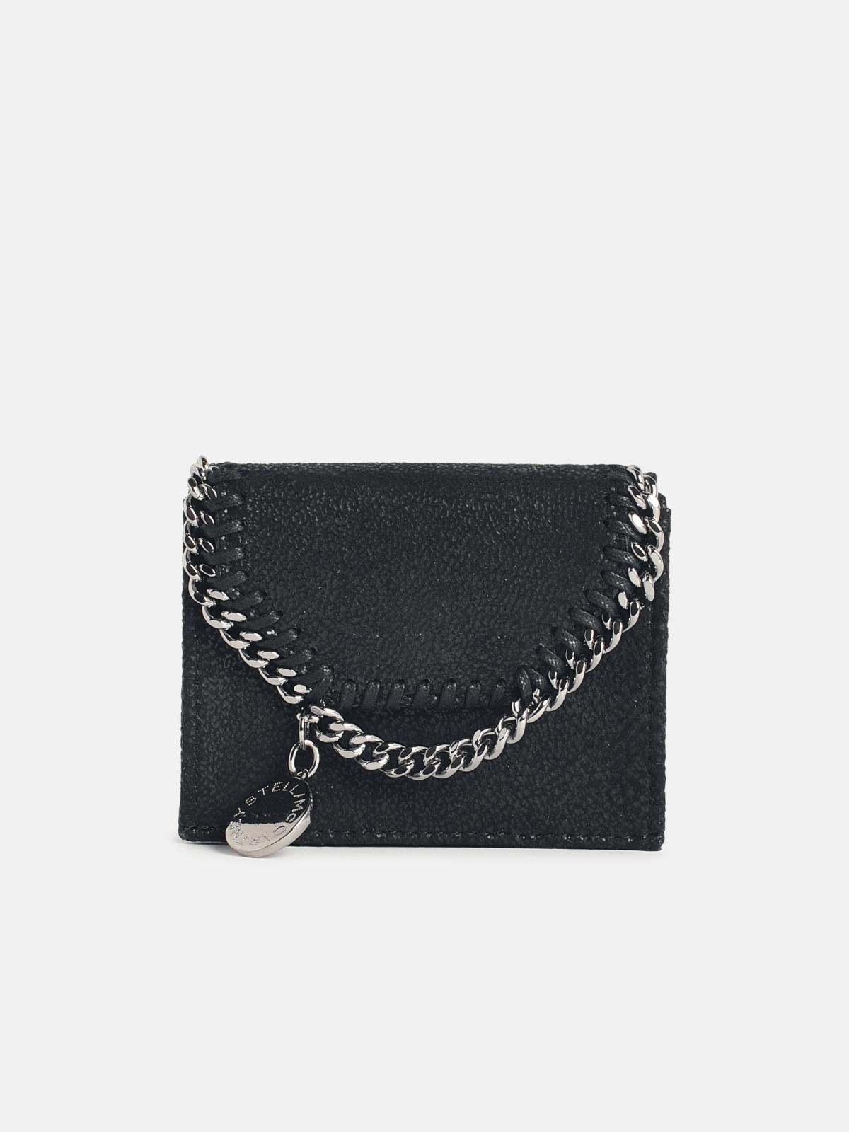 Stella McCartney STELLA Mc CARTNEY Black 'Falabella Tri Fold' Wallet In 'Shaggy Deer'　STELLA Mc CARTNEY ブラック 「ファラベラ トライフォールド」 ウォレット (「シャギ