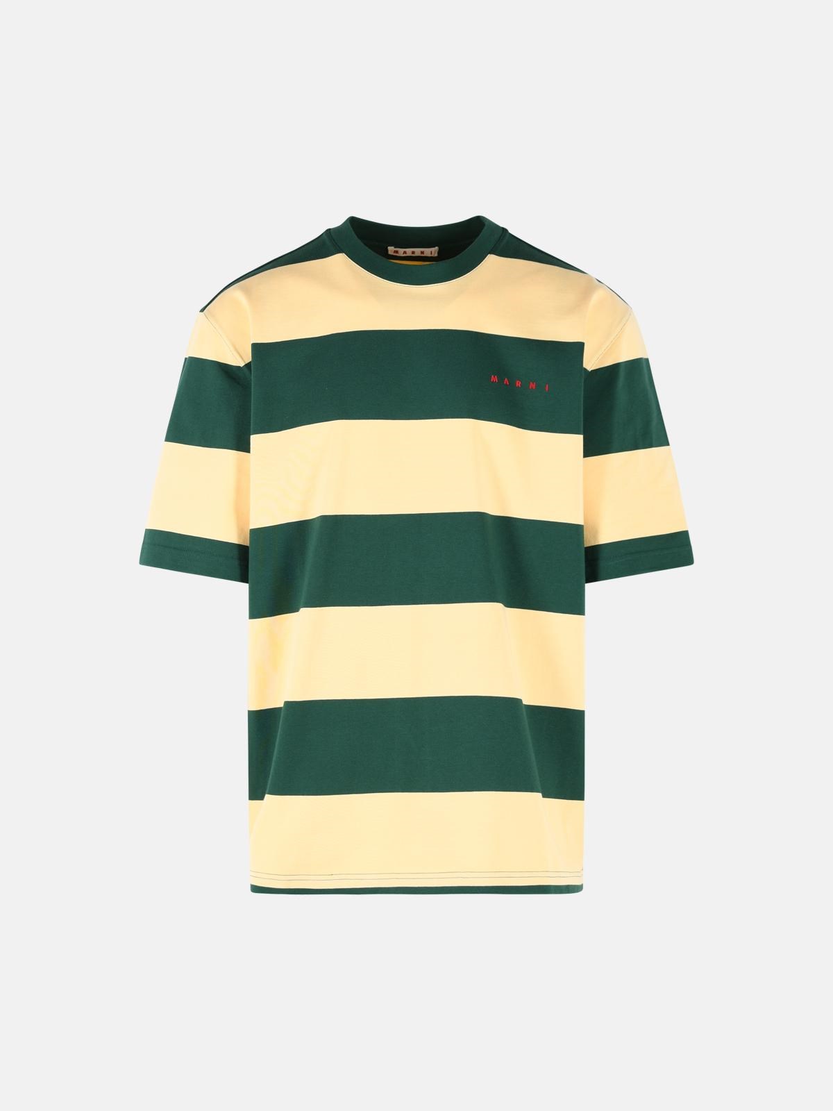 MARNI Yellow And Green Cotton T-Shirt　MARNI イエロー & グリーン コットン T シャツ MARNI