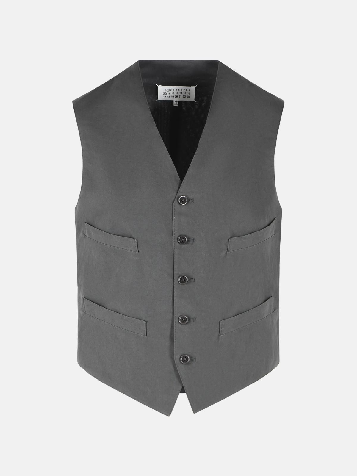 MAISON MARGIELA Grey Cotton And Silk Vest　MAISON MARGIELA グレー コットン & シルク ベスト MAISON