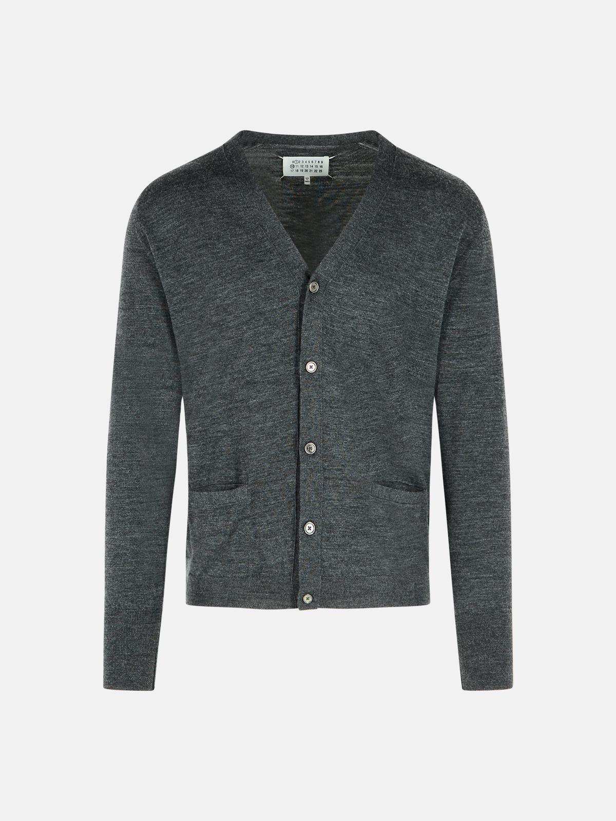 MAISON MARGIELA Dark Grey Wool Blend Cardigan　MAISON MARGIELA ダークグレー ウール ブレンド カーディガン MAISON