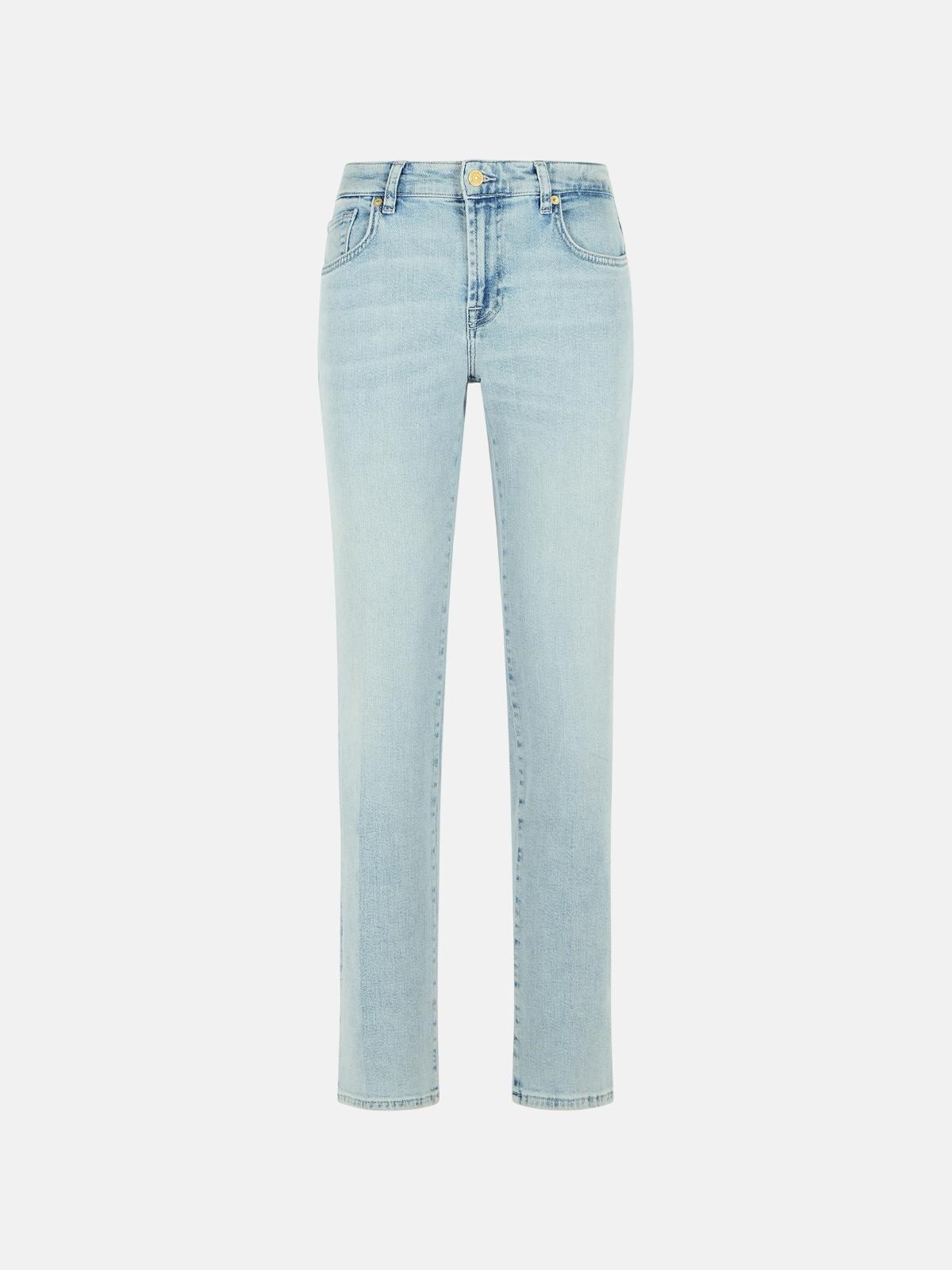 7 FOR ALL MANKIND 'Calie Straight' Light Blue Cotton Blend Jeans