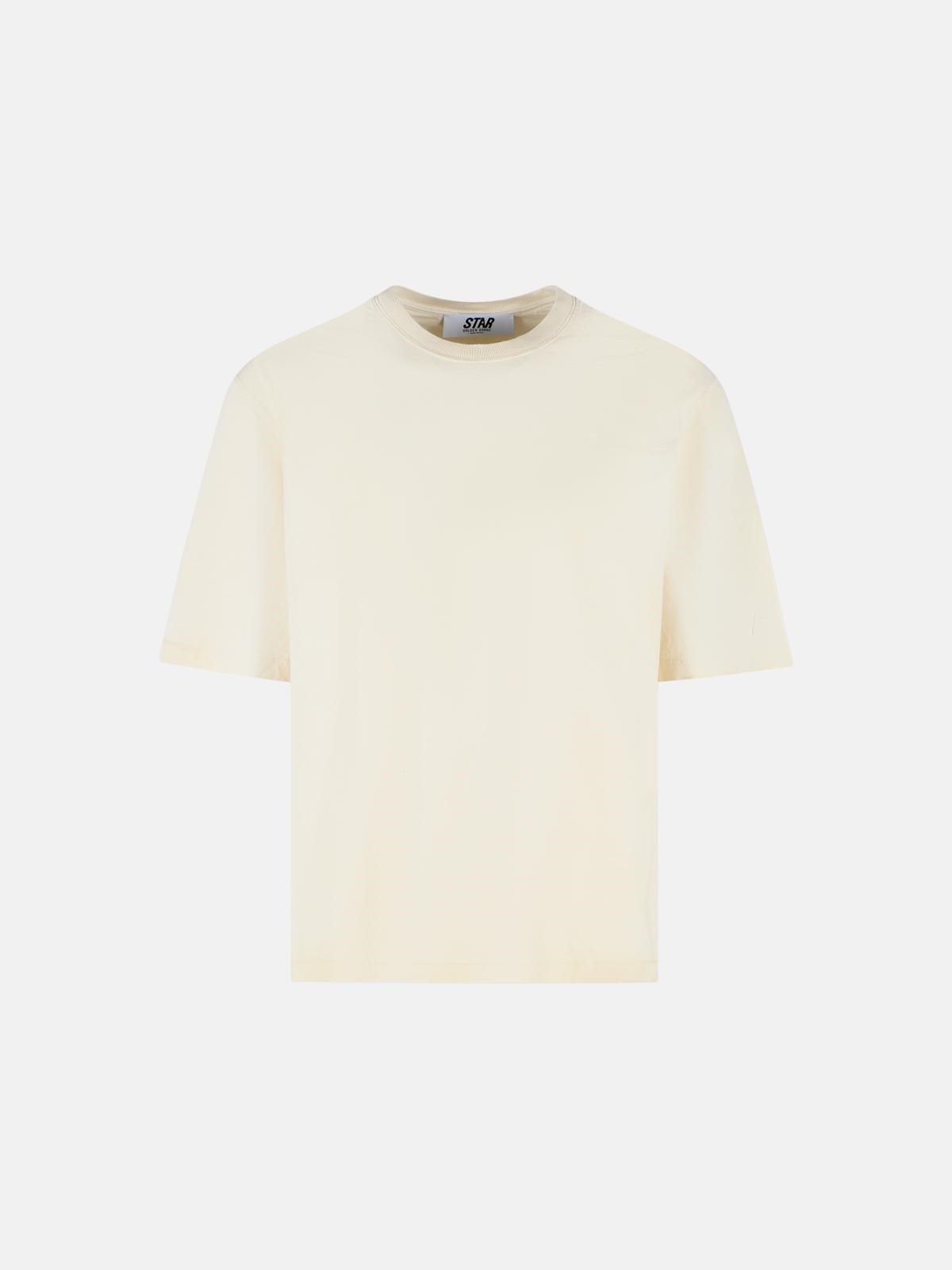 GOLDEN GOOSE Uisex 'Star' Vintage White Cotton T-Shirt