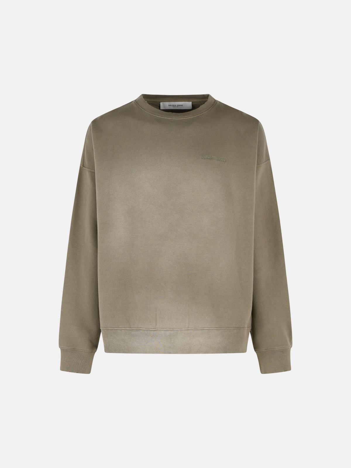 GOLDEN GOOSE Unisex 'Martin' Beige Cotton Sweatshirt　GOLDEN GOOSE ユニセックス 'Martin' ベージュ コットン スウェットシャツ GOLDEN