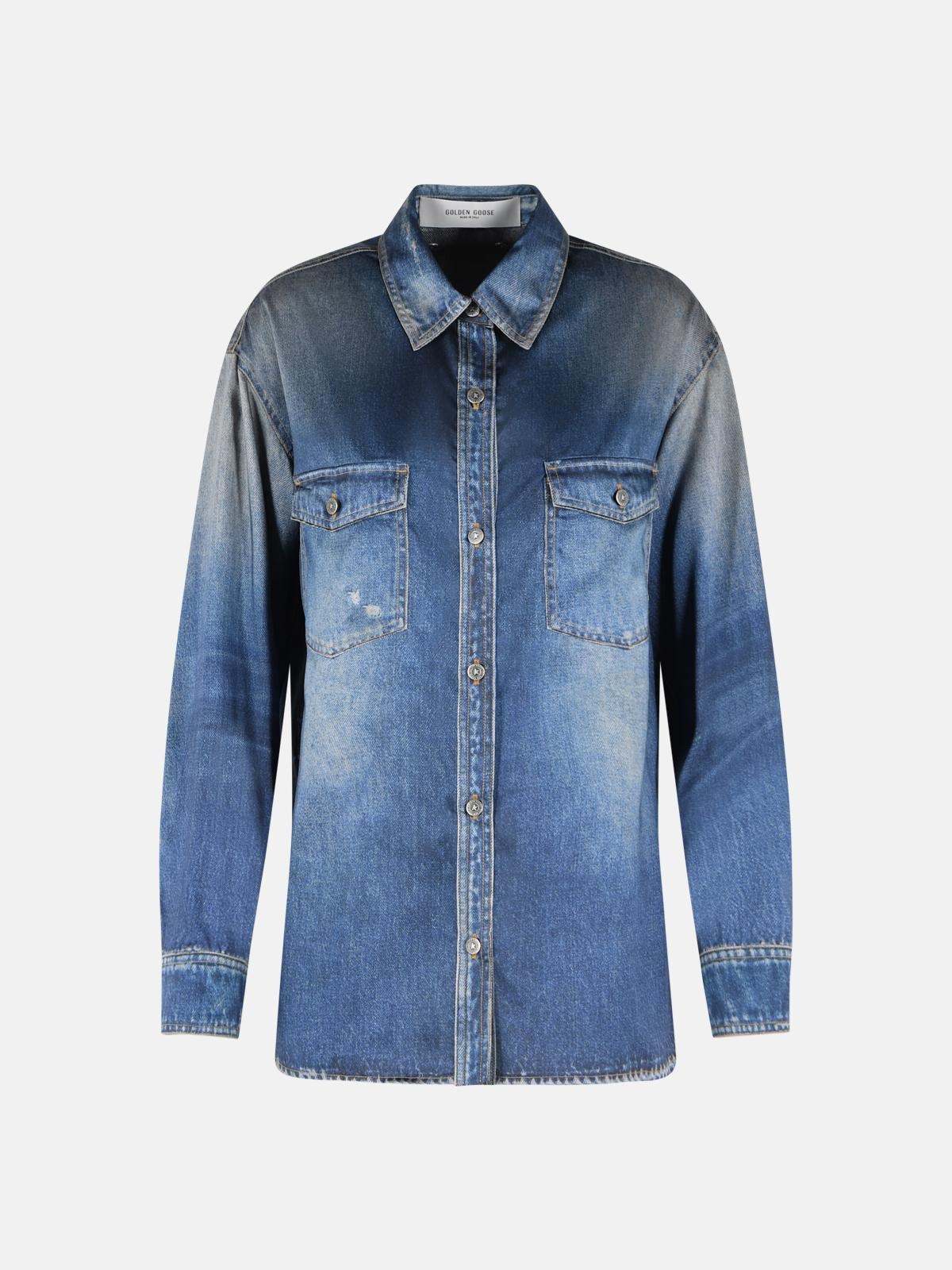 GOLDEN GOOSE 'Patty' Blue Polyester Shirt　GOLDEN GOOSE 'Patty' ブルー ポリエステル シャツ GOLDEN