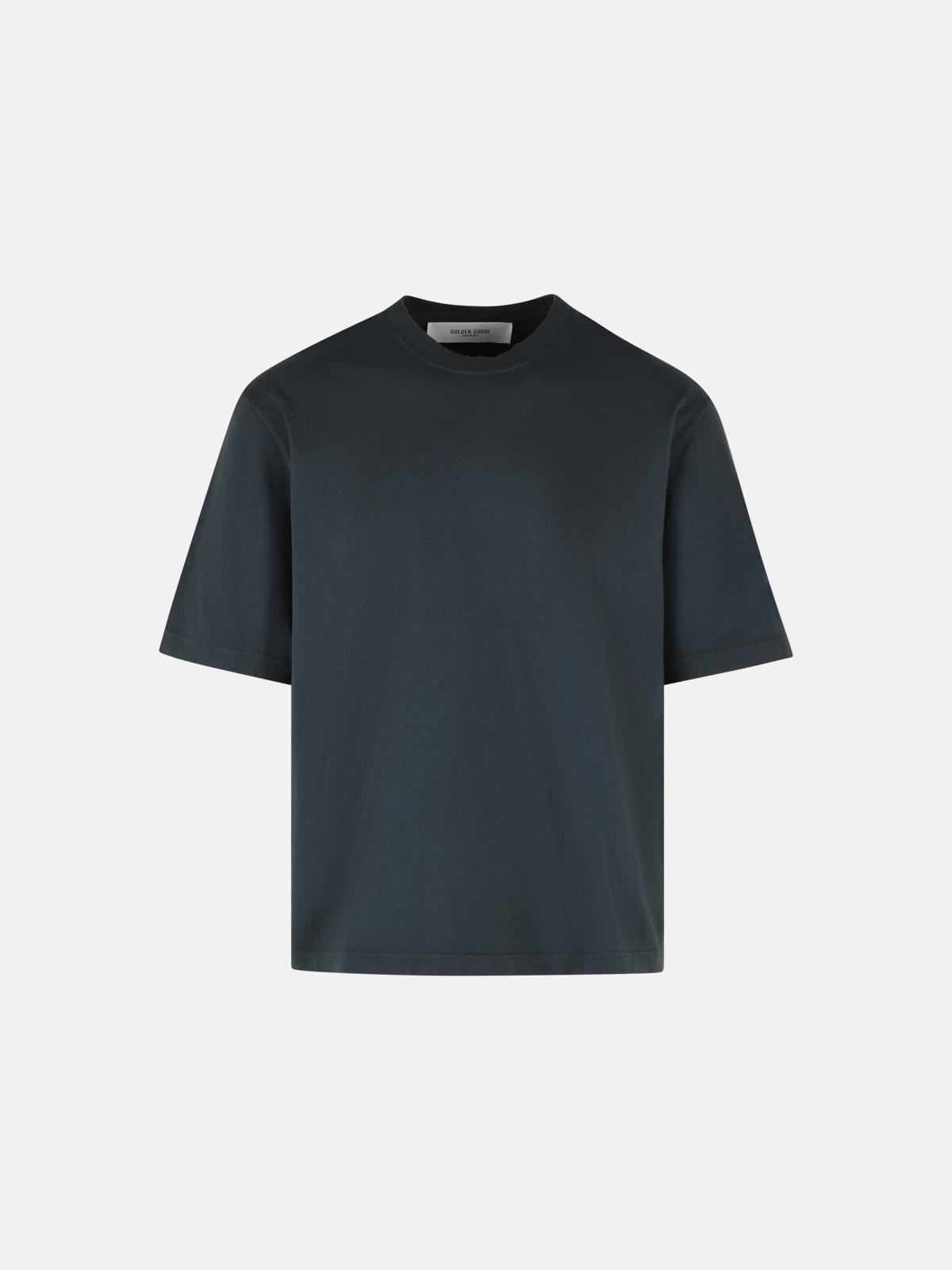 GOLDEN GOOSE Uisex Washed Black Cotton T-Shirt　GOLDEN GOOSE Uisex ウォッシュド ブラック コットン T シャツ GOLDEN