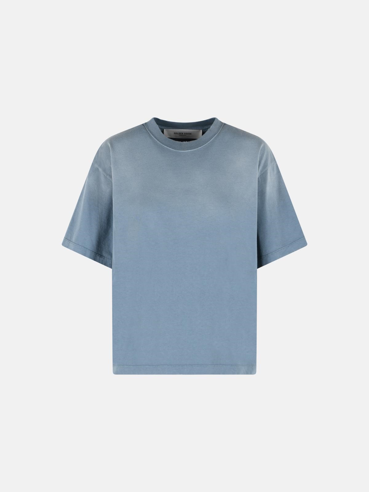 GOLDEN GOOSE Blue Cotton T-Shirt　GOLDEN GOOSE ブルーコットン Tシャツ GOLDEN