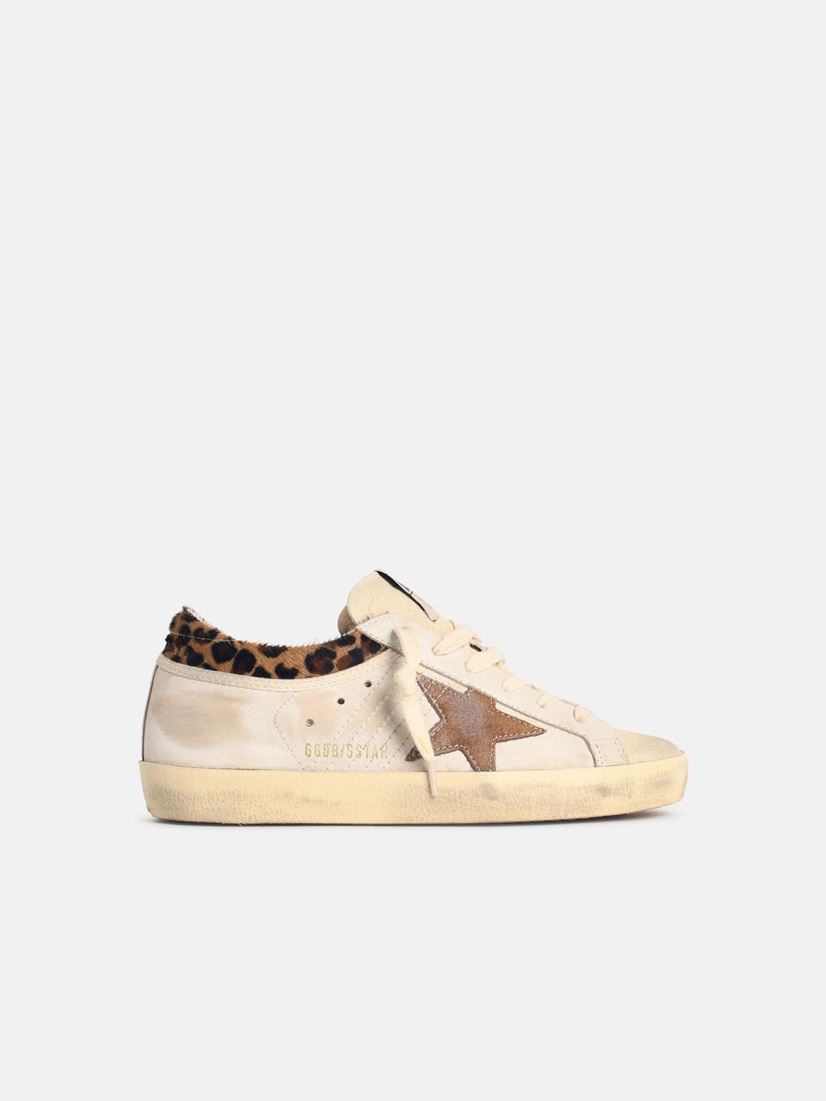 GOLDEN GOOSE 'Super-Star' White And Beige Leather Sneakers