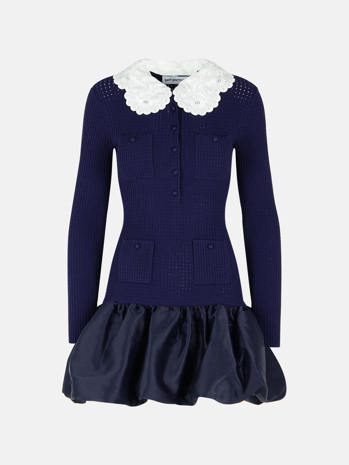 SELF PORTRAIT Navy Viscose Dress