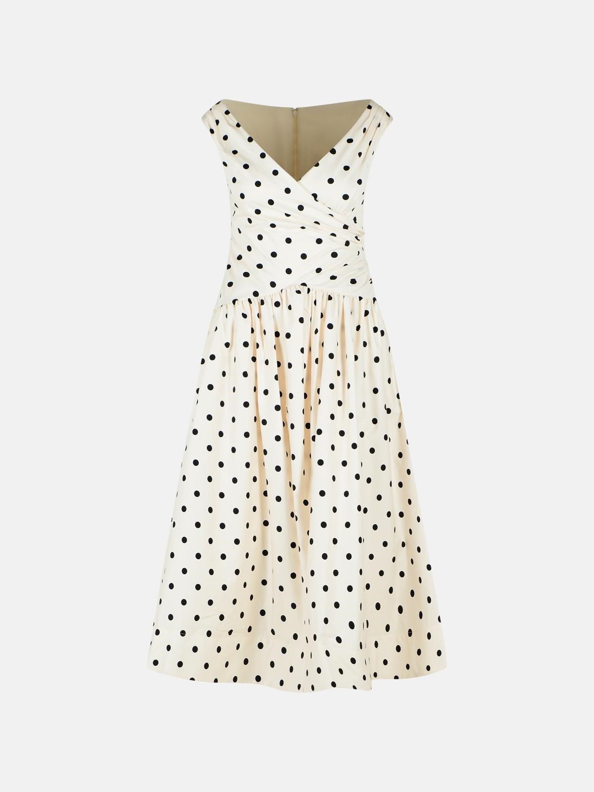 SELF PORTRAIT 'Polka Dot' Cream Cotton Dress