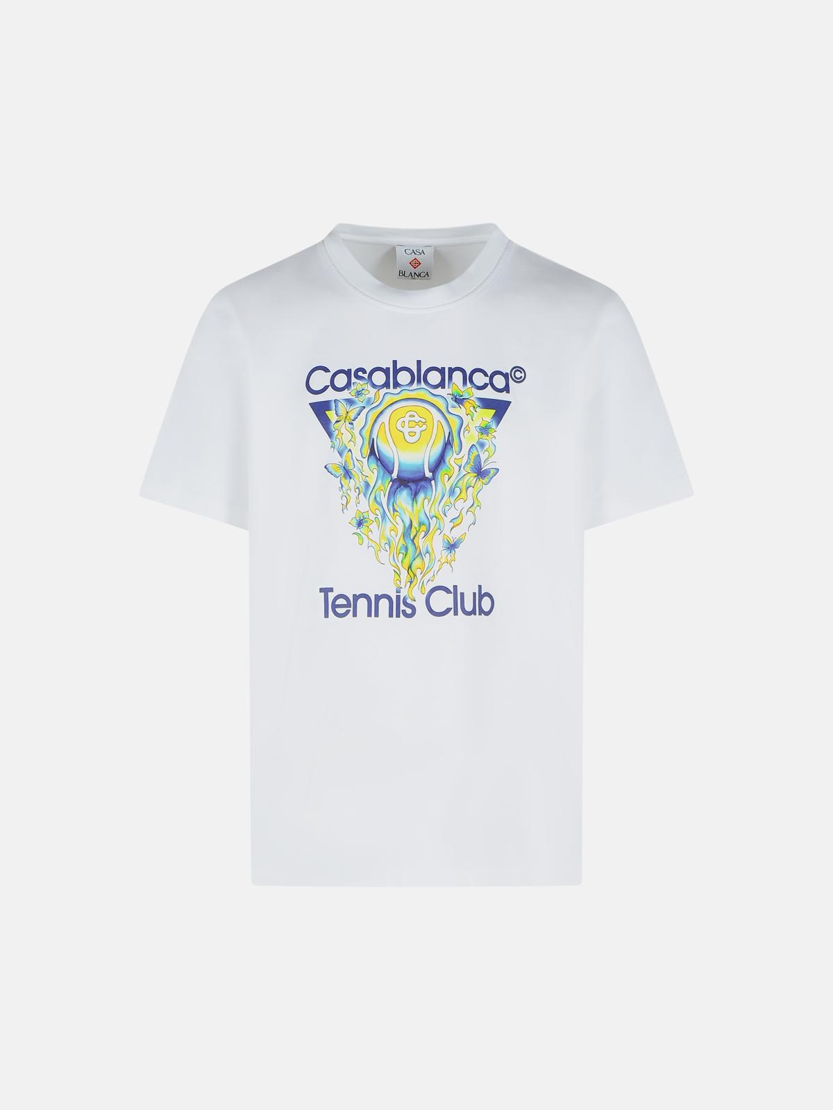 CASABLANCA 'Tennis Club Icon' White Cotton T-Shirt　カサブランカ テニス クラブ アイコン ホワイト コットン T シャツ CASABLANCA