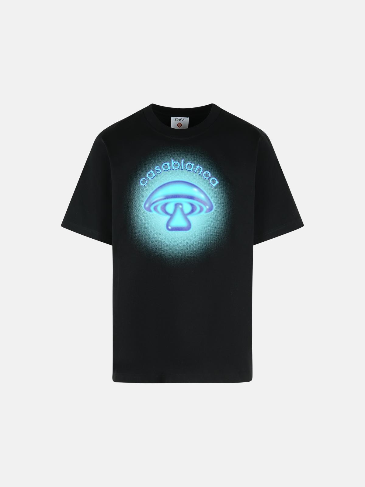 CASABLANCA 'Airbrush Mushroom' Black Cotton T-Shirt　カサブランカ エアブラシ マッシュルーム ブラック コットン T シャツ CASABLANCA