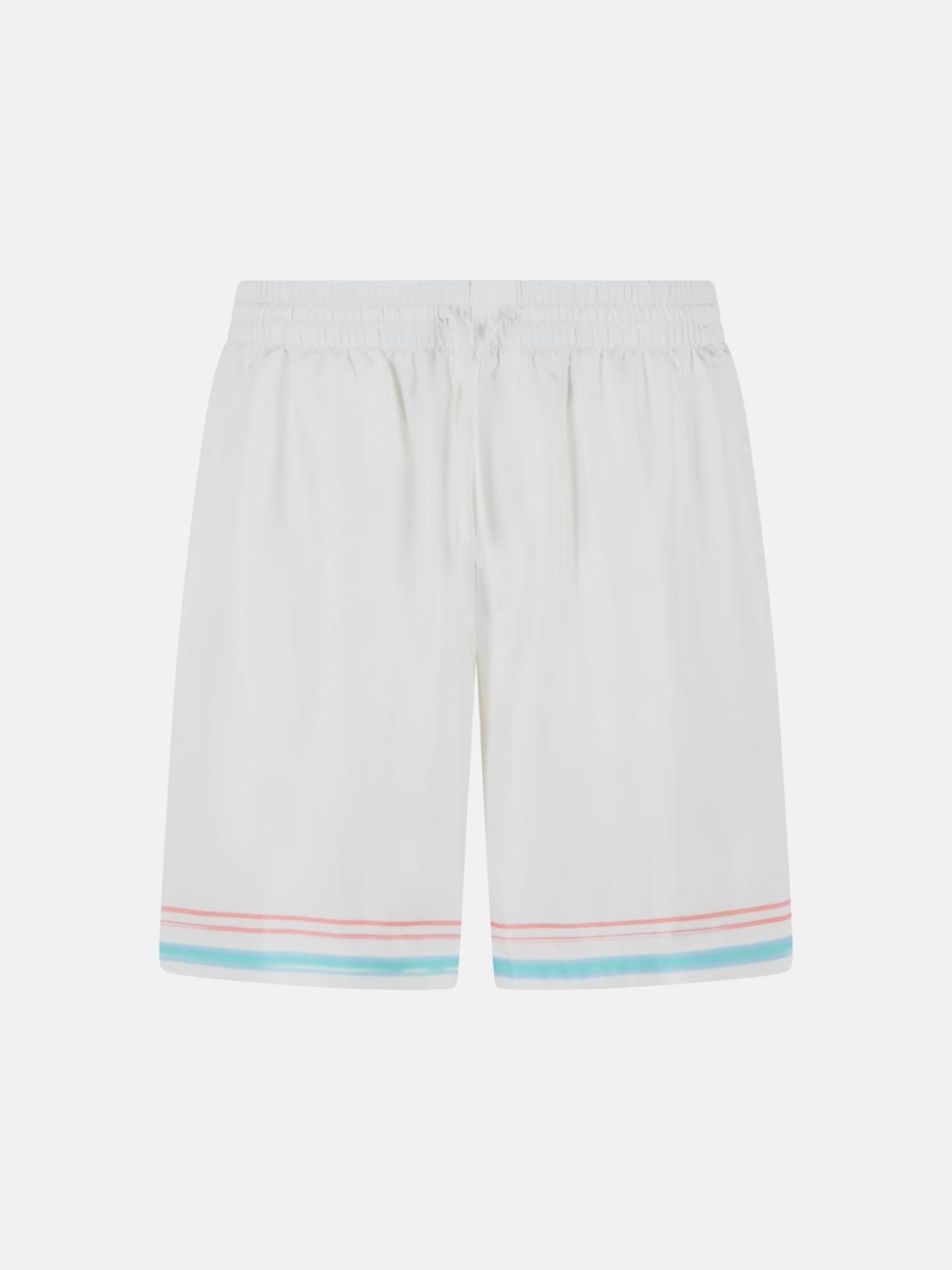 CASABLANCA 'Dance Joy' White Silk Twill Shorts　カサブランカ Dance Joy ホワイト シルク ツイル ショーツ CASABLANCA