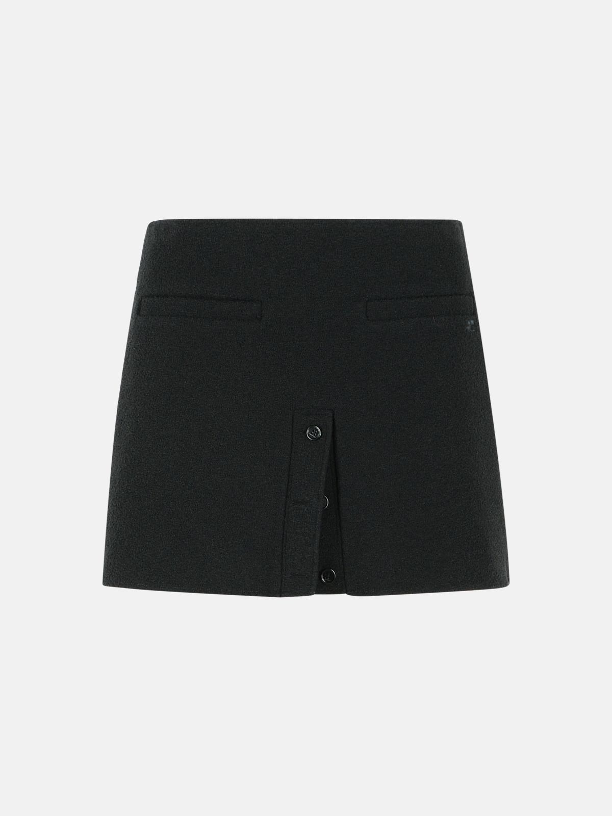 COURREGES Black Cotton Blend Miniskirt　COURREGES ブラック コットン ブレンド ミニスカート COURREGES