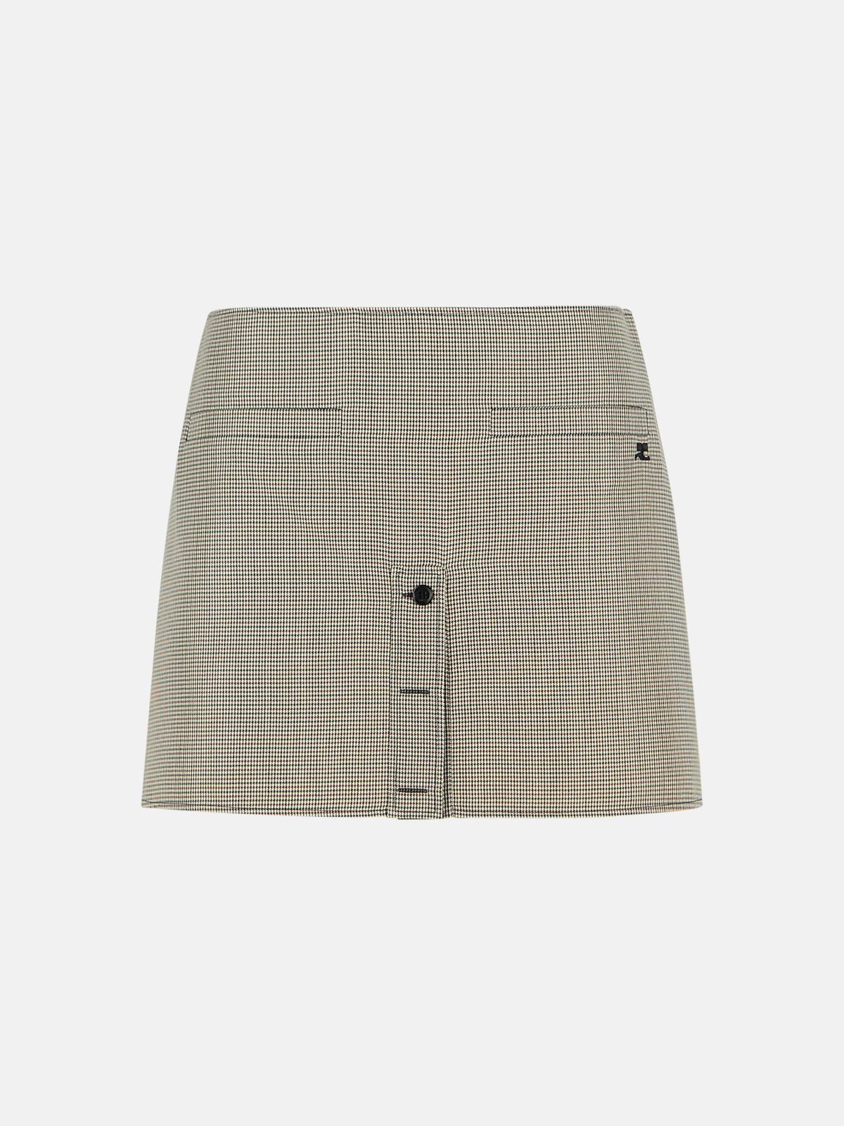 COURREGES Beige Wool Blend Miniskirt　COURREGES ベージュ ウールブレンド ミニスカート COURREGES