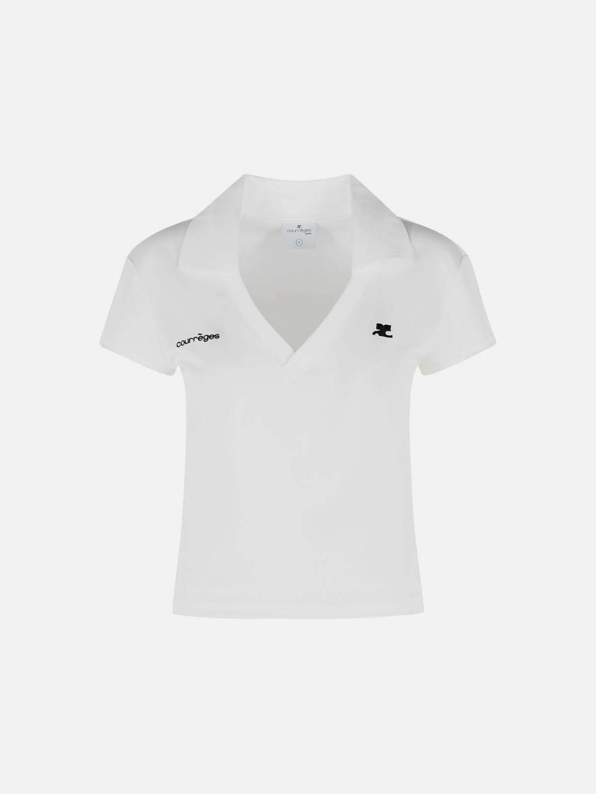 COURREGES White Polyester Polo Shirt　COURREGES ホワイト ポリエステル ポロシャツ COURREGES