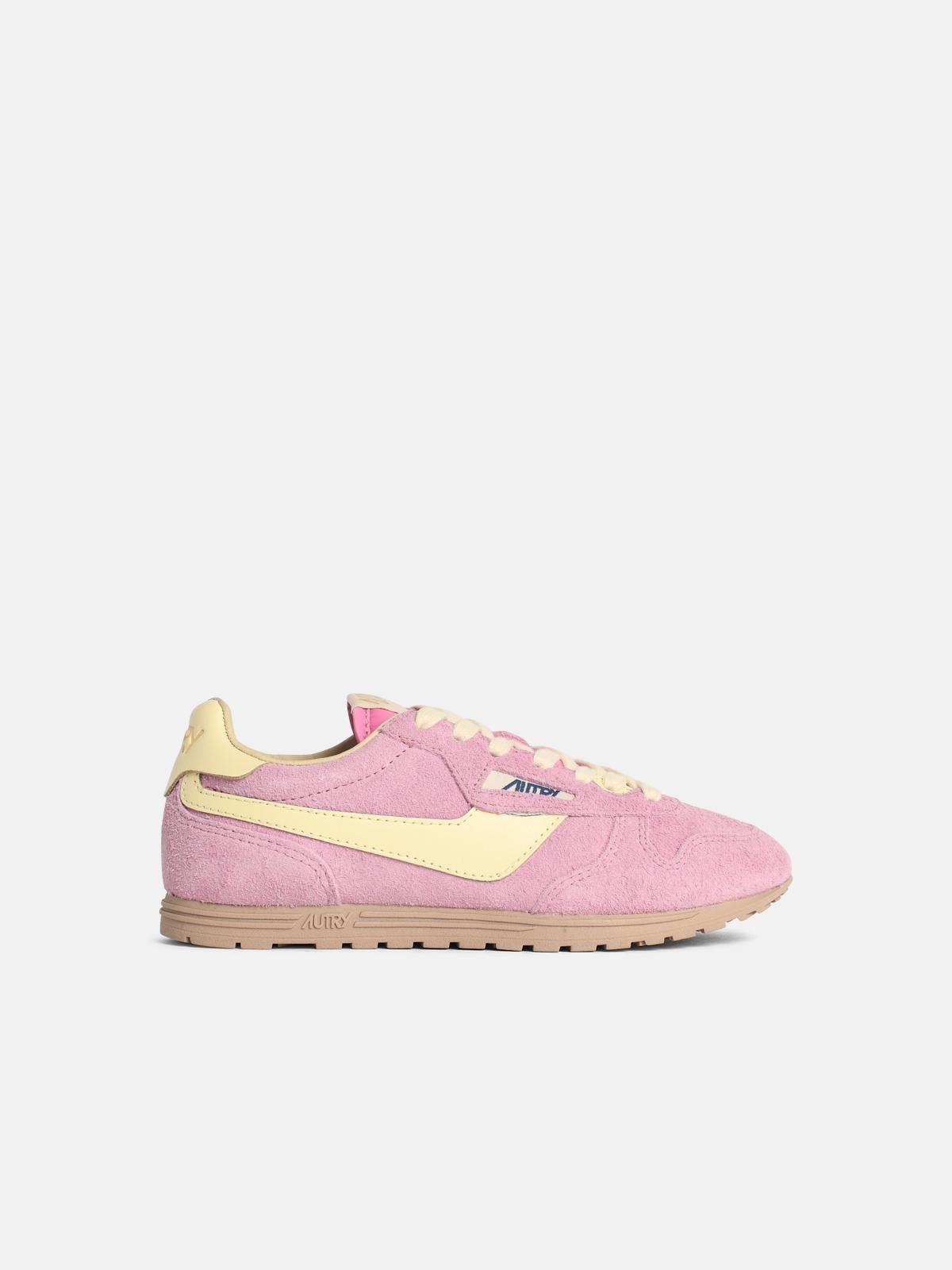 AUTRY 'Windspin Low' Pink Suede Blend Sneakers