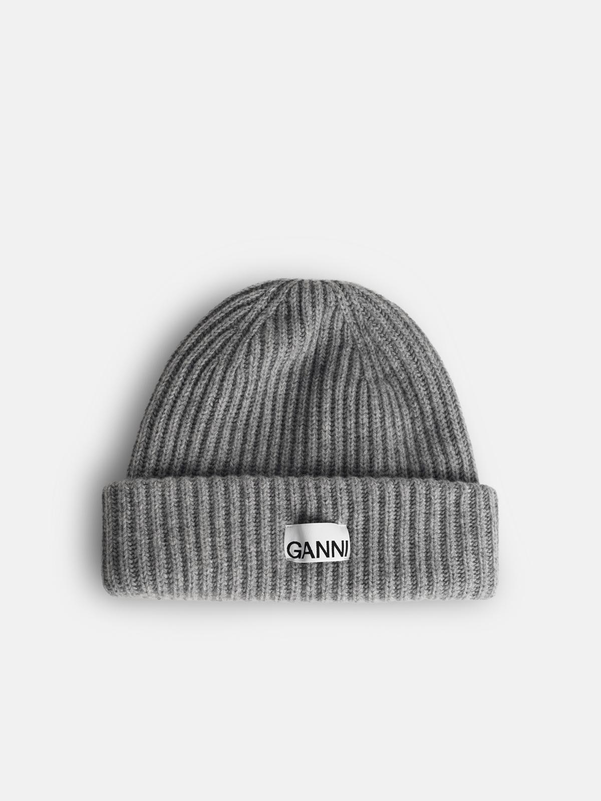 GANNI Grey Wool Blend Beanie　GANNI グレー ウール ブレンド ビーニー GANNI