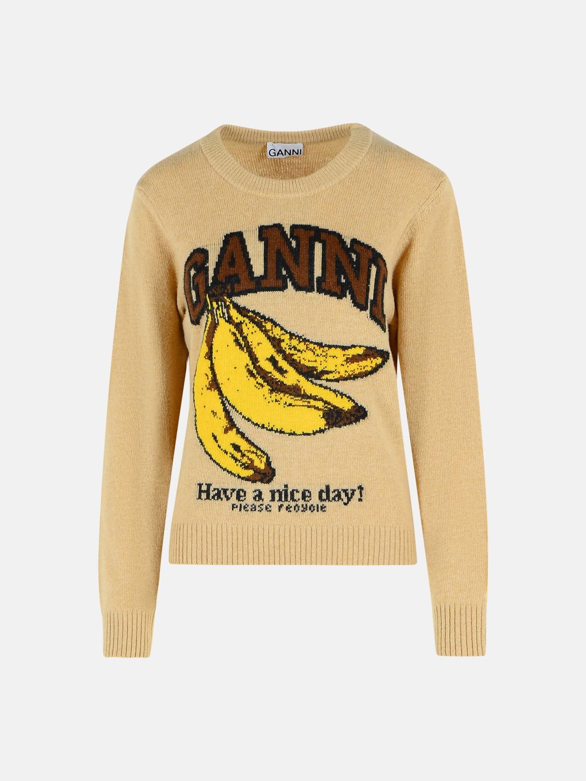 GANNI Beige Wool Blend Sweater　GANNI ベージュ ウール ブレンド セーター GANNI