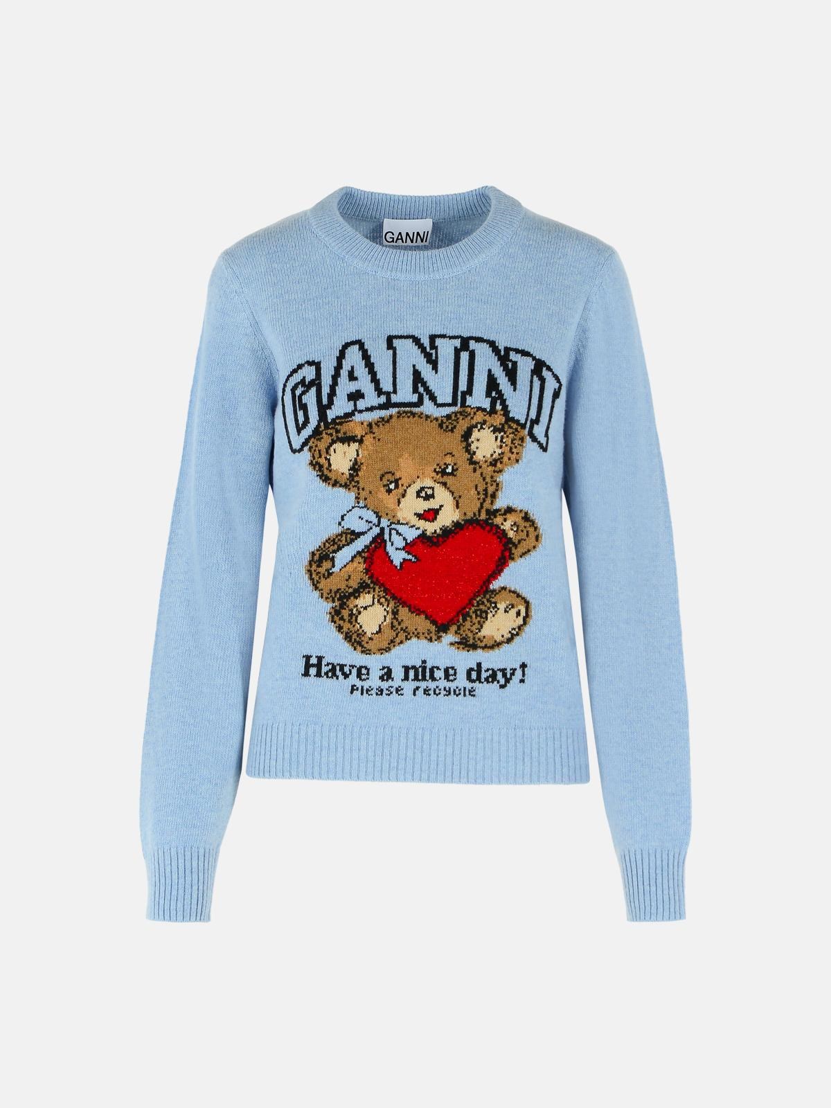 GANNI Light Blue Wool Blend Sweater　GANNI ライトブルー ウール ブレンド セーター GANNI