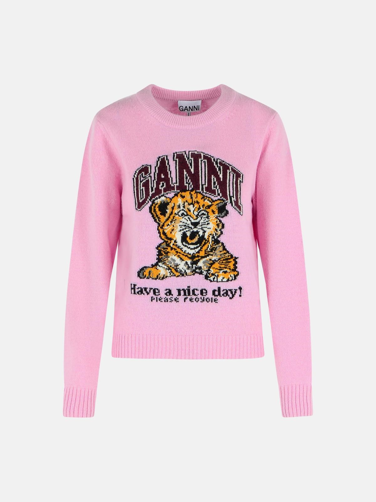 GANNI Pink Wool Blend Sweater　GANNI ピンク ウール ブレンド セーター GANNI