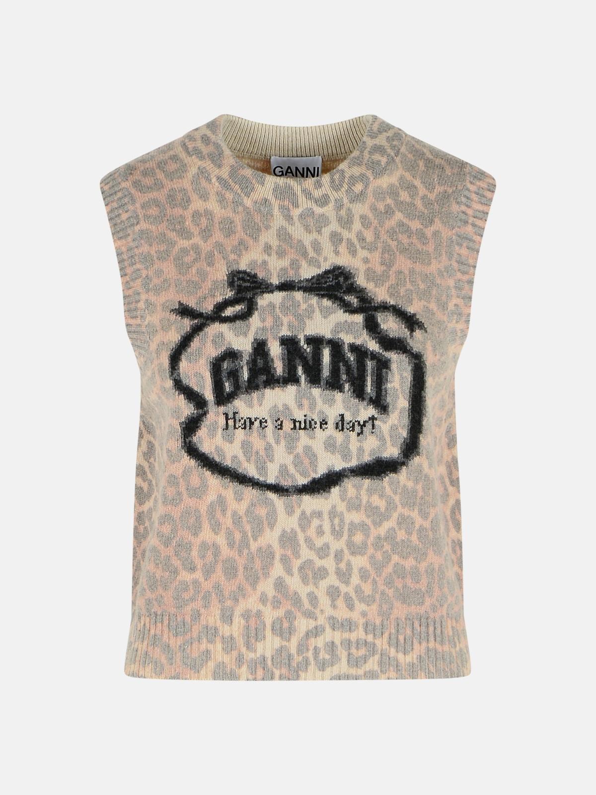 GANNI 'Leopard' Wool Blend Vest　GANNI 'Leopard' ウール ブレンド ベスト GANNI
