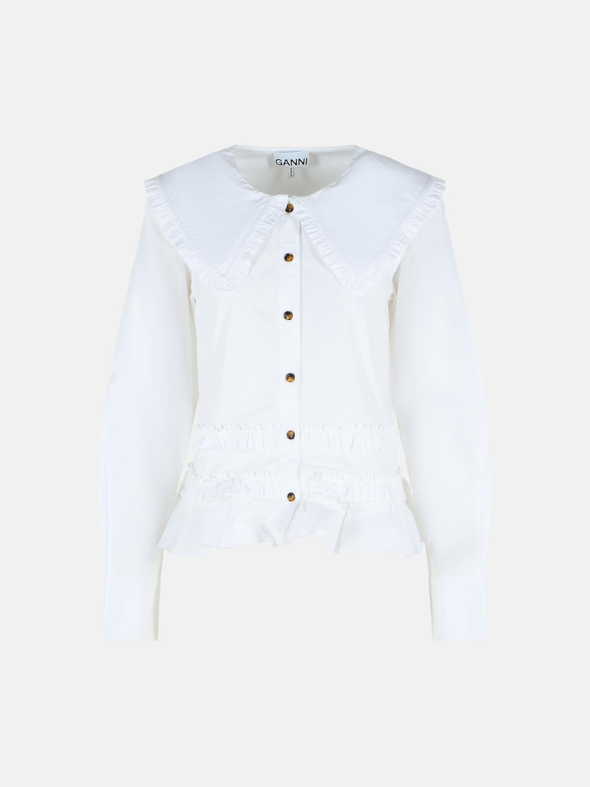 GANNI White Cotton Shirt　GANNI ホワイト コットン シャツ GANNI