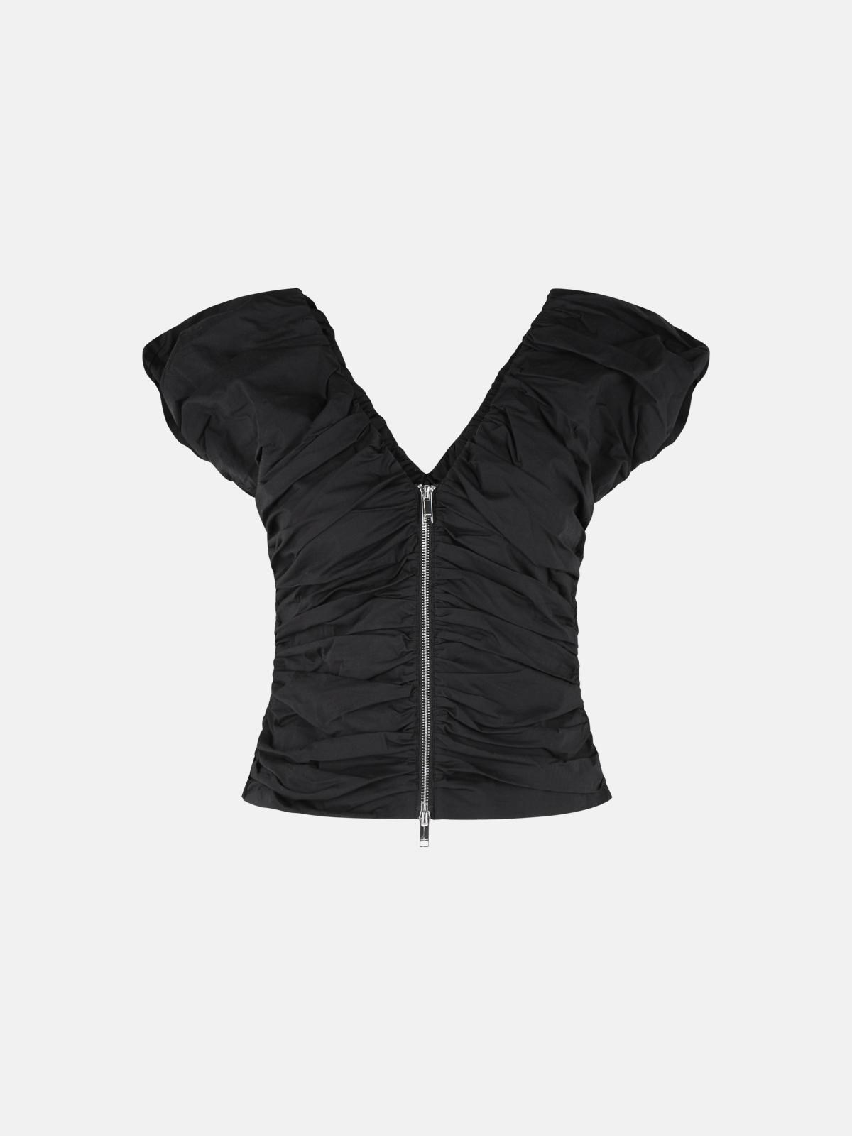 Ganni Black Cotton Top