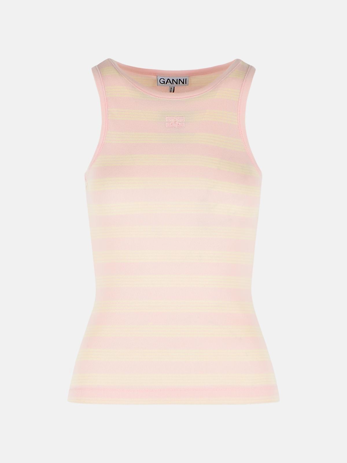 GANNI Pink Stretch Cotton Tank Top　GANNI ピンク ストレッチ コットン タンク トップ GANNI