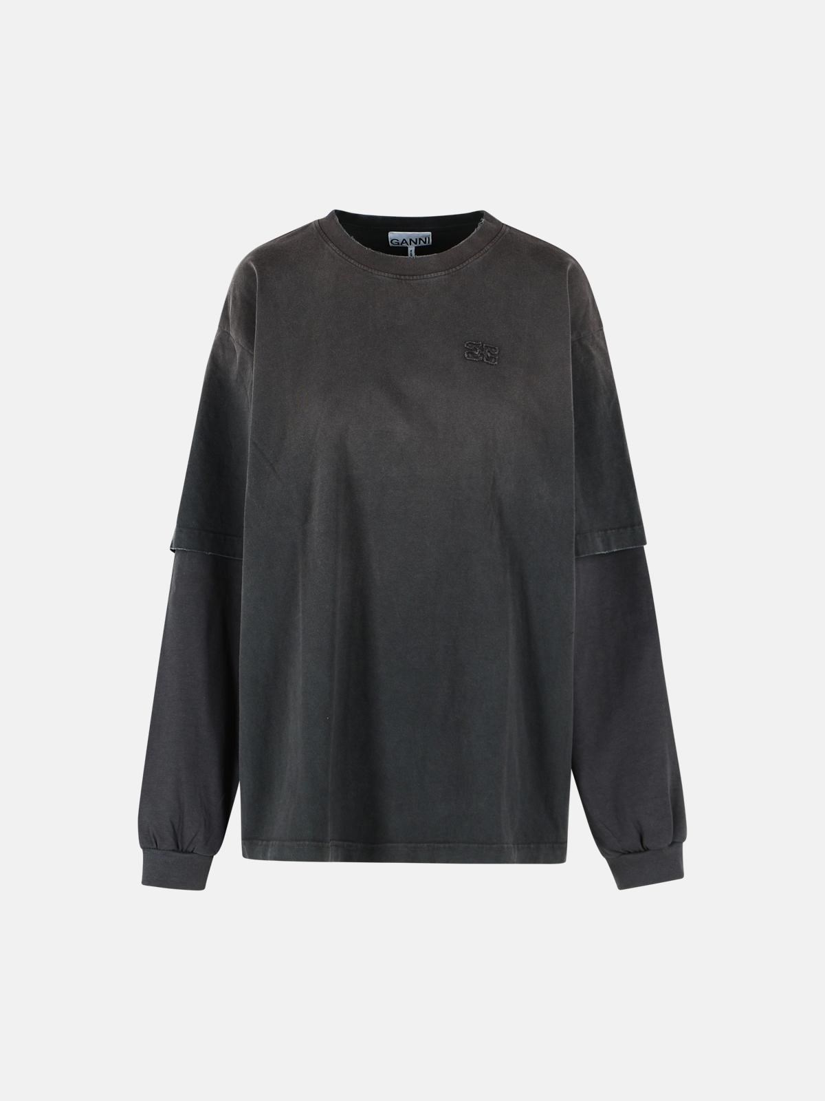GANNI Gray Cotton T-Shirt　GANNI グレー コットン T シャツ GANNI