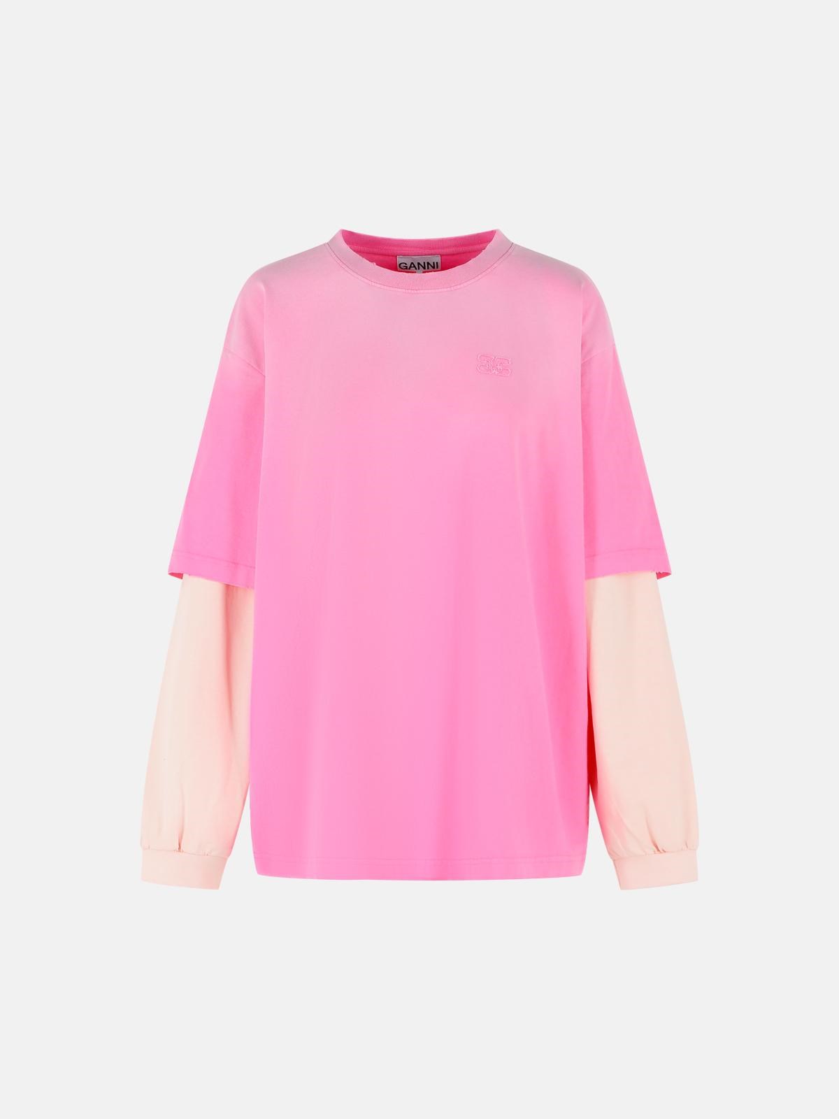 GANNI Pink Cotton T-Shirt　GANNI ピンク コットン T シャツ GANNI