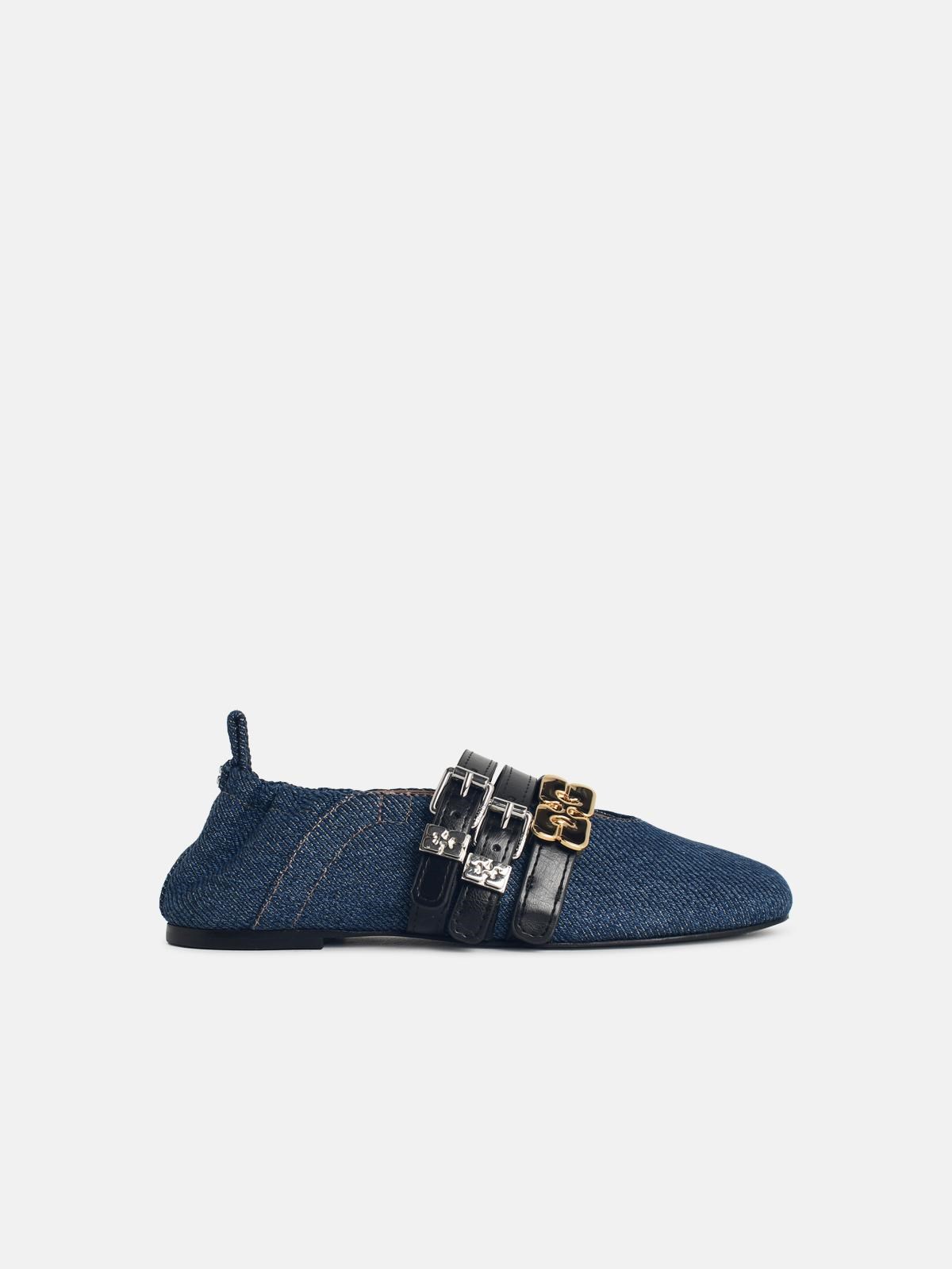 GANNI 'Sporty' Blue Denim Ballet Flats 'Rinse'　GANNI スポーティ ブルー デニム バレエ フラット リンス GANNI