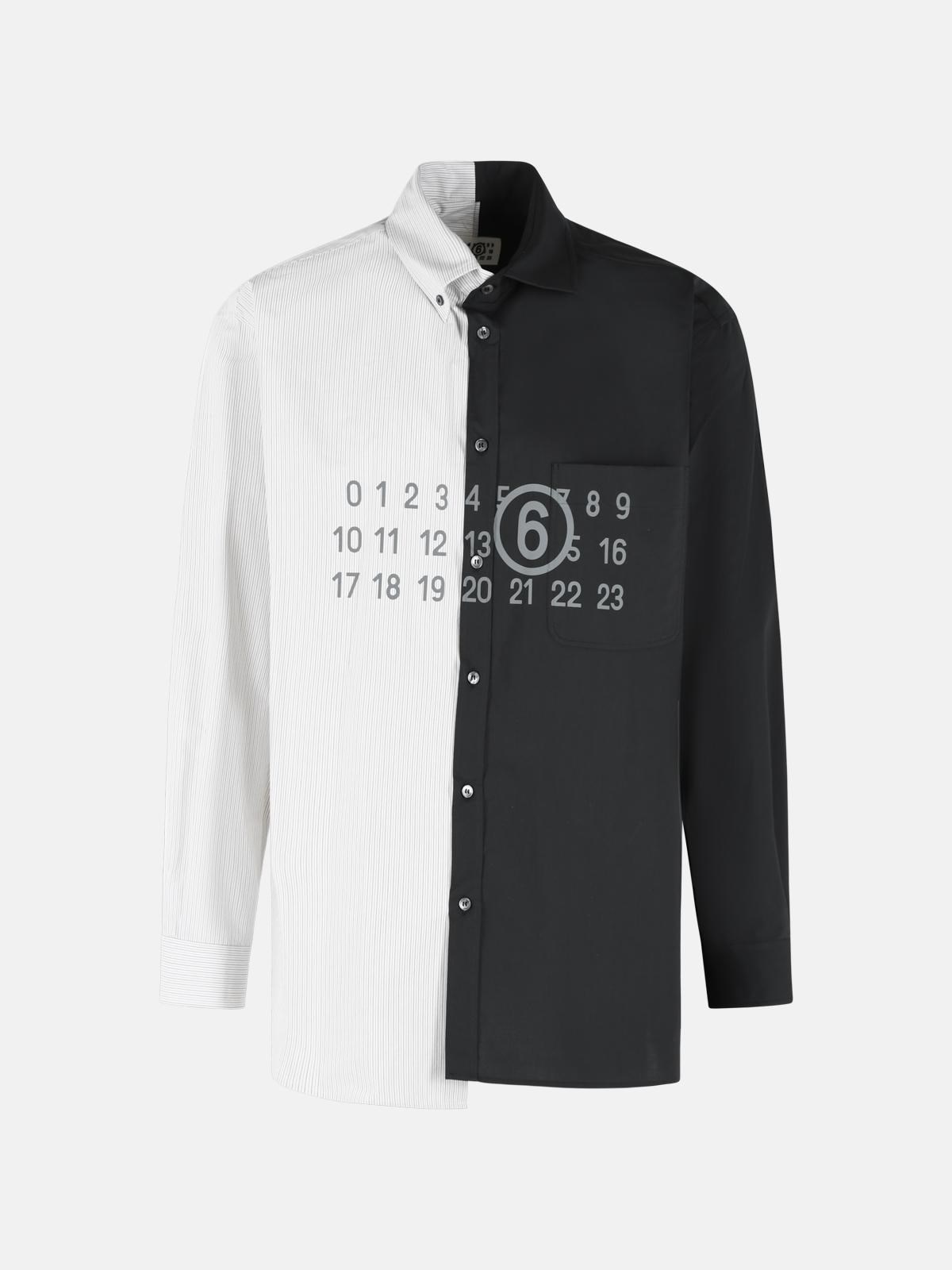 MM6 MAISON MARGIELA 'Color Block' Black And White Cotton Shirt　MM6 MAISON MARGIELA 「カラー ブロック」 黒と白のコットン シャツ MM6