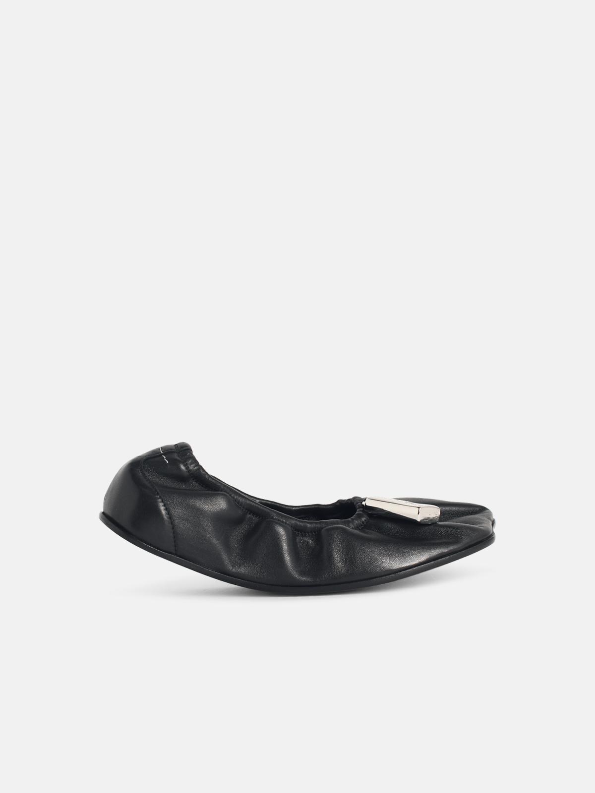 Mm6 Maison Margiela Black Leather Ballet Flats