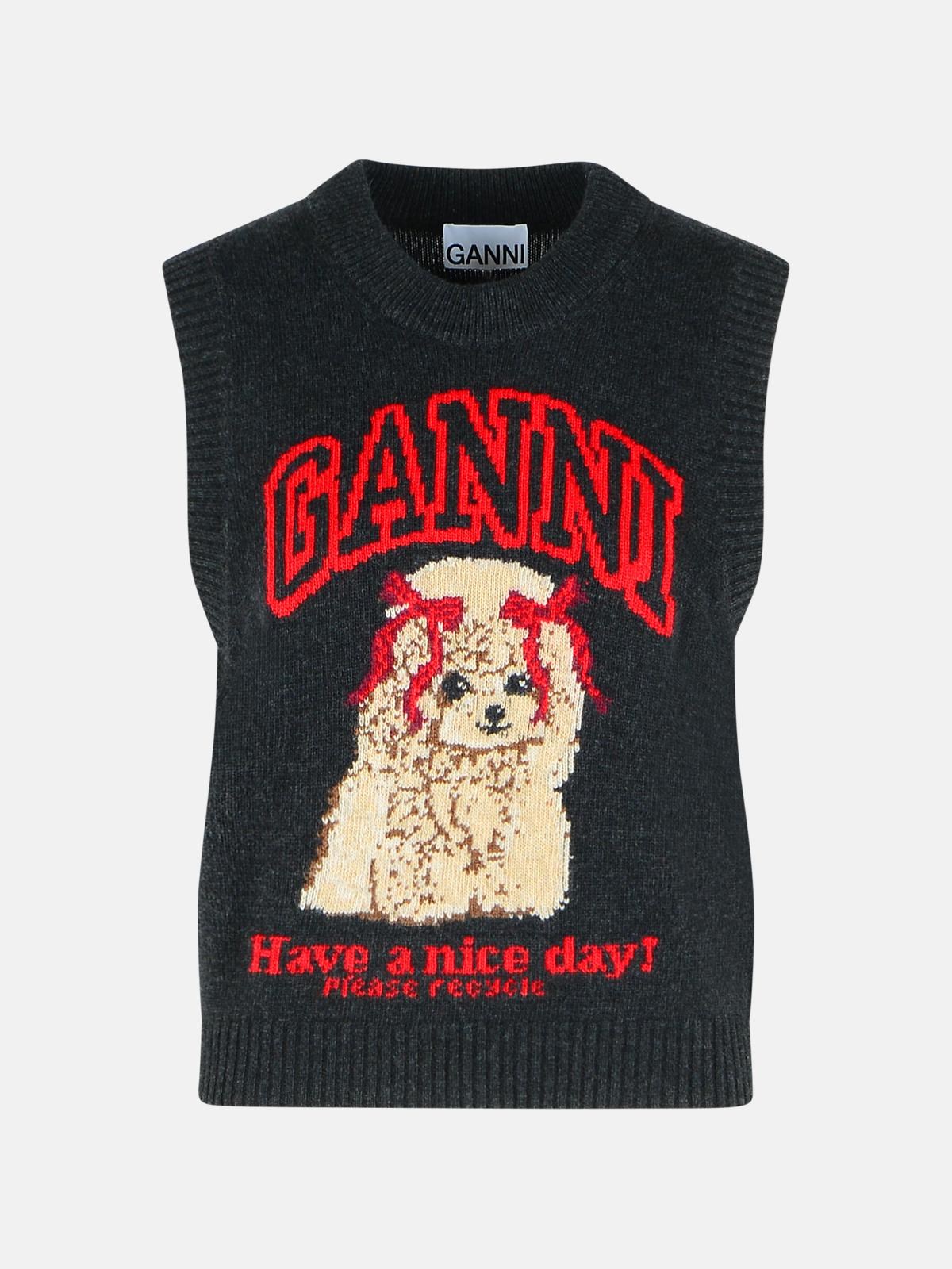 GANNI Black Wool Blend Vest　GANNI ブラック ウール ブレンド ベスト GANNI