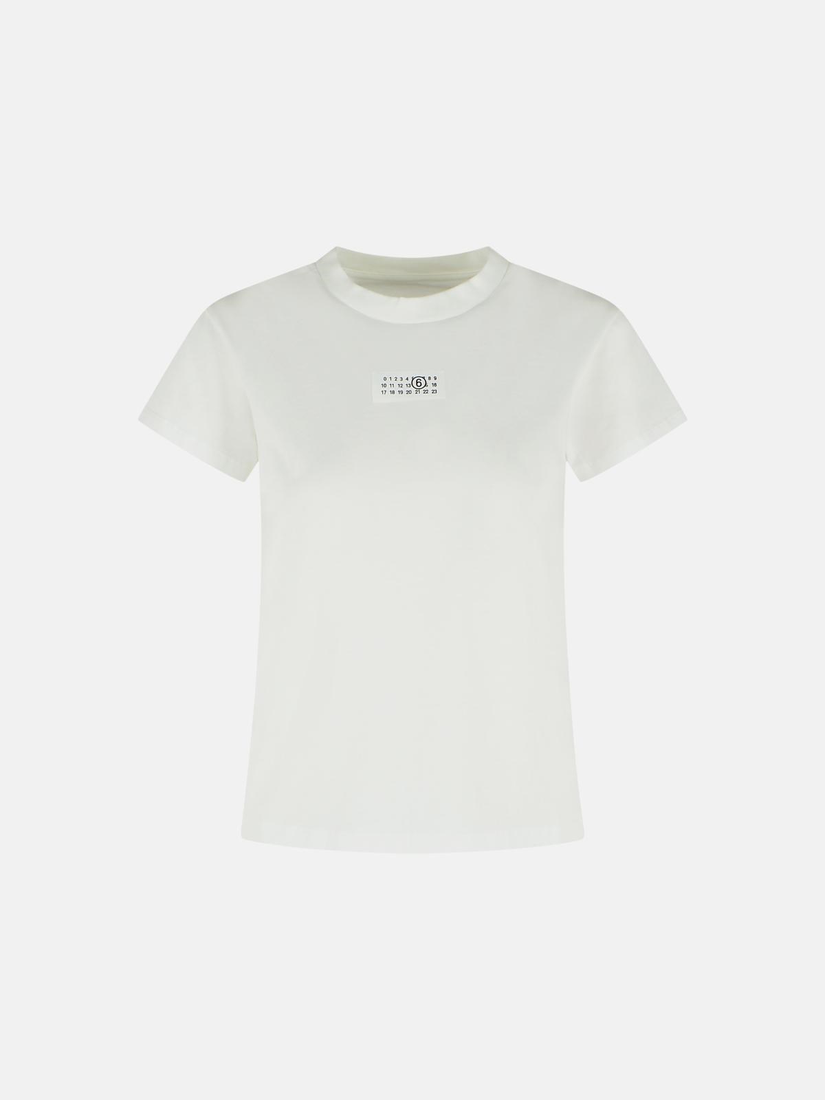 MM6 MAISON MARGIELA White Cotton T-Shirt　MM6 MAISON MARGIELA ホワイト コットン T シャツ MM6