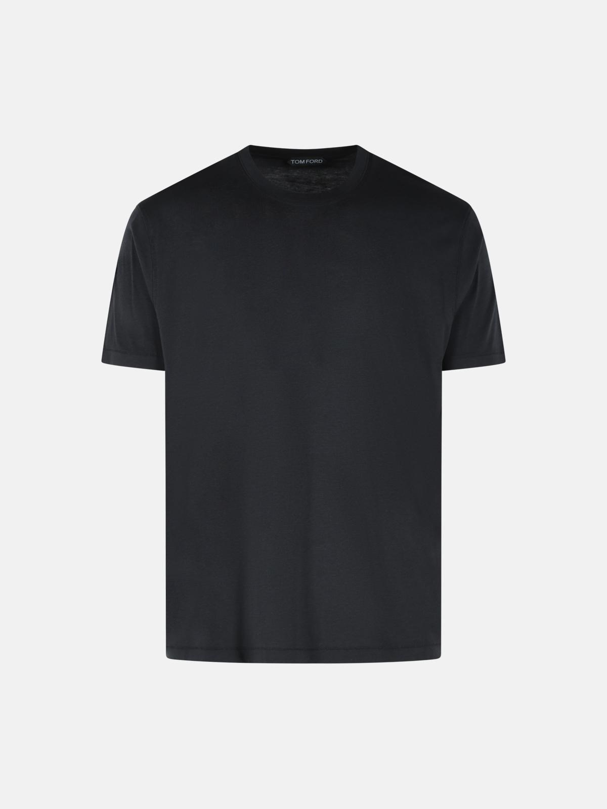 TOM FORD Black Cotton Blend T-Shirt　TOM FORD ブラック コットン ブレンド T シャツ TOM