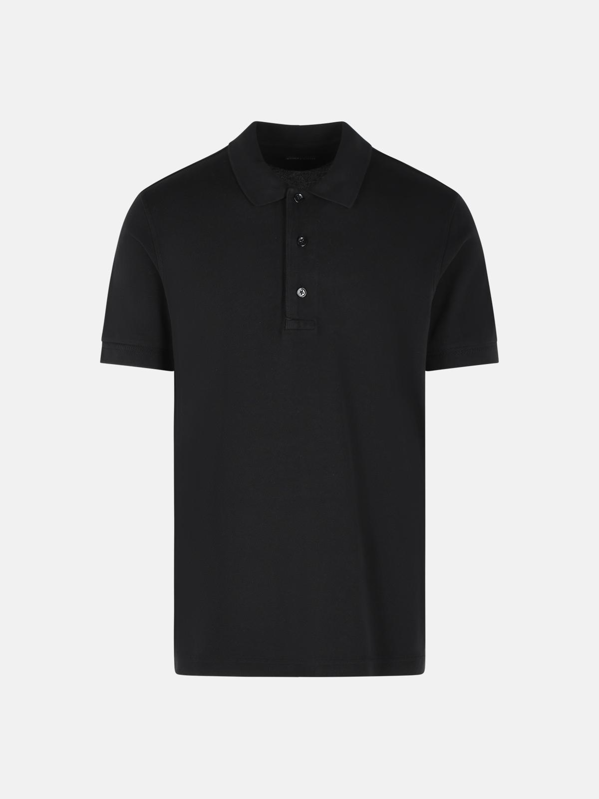 TOM FORD Black Cotton Blend Polo Shirt　TOM FORD ブラック コットン ブレンド ポロ シャツ TOM