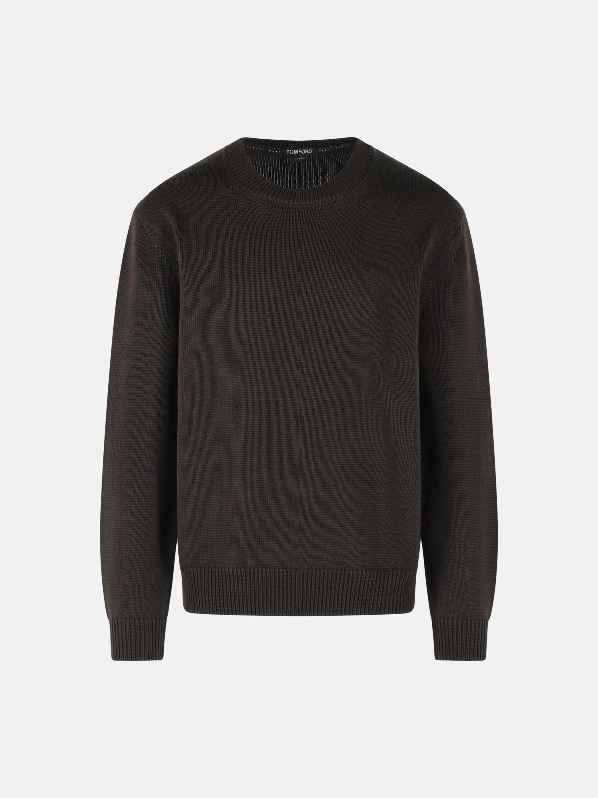 TOM FORD TOM FORD Brown Cotton And Silk Sweater　TOM FORD ブラウン コットン & シルク セーター