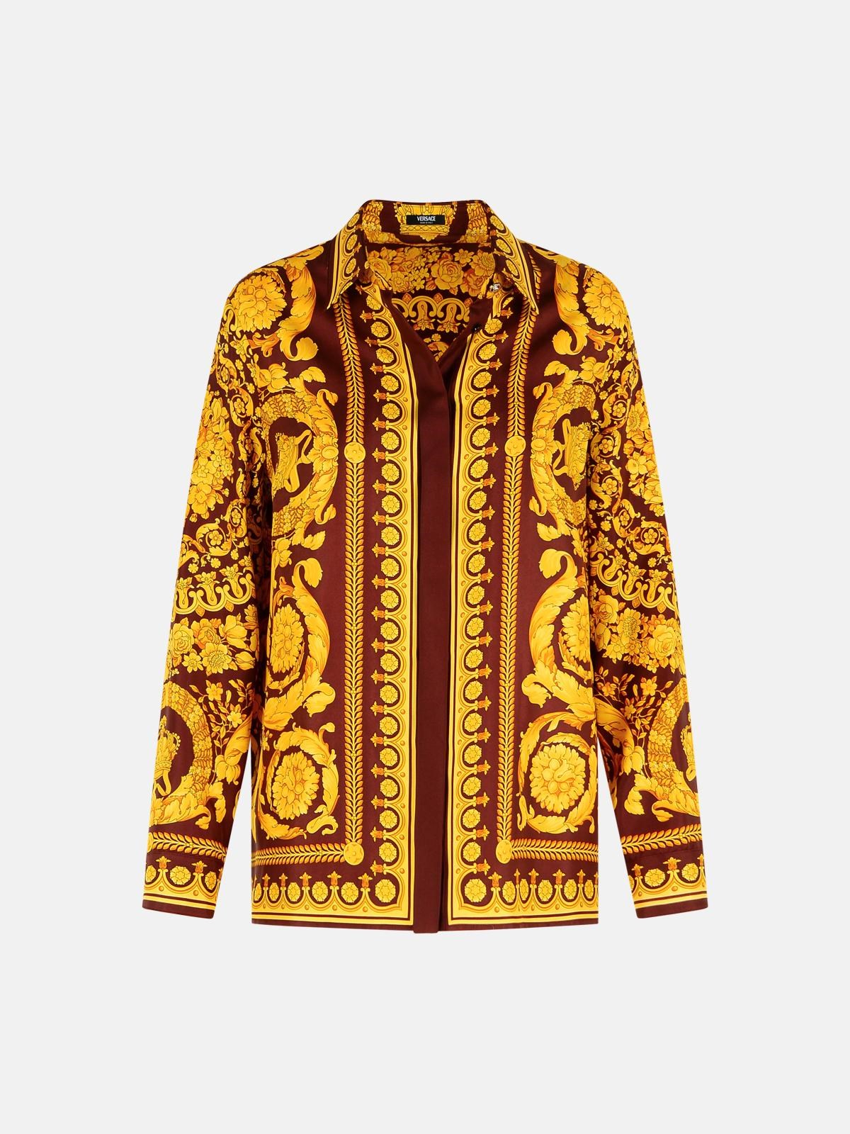 VERSACE Brown And Gold 'Barocco' Silk Shirt VERSACE